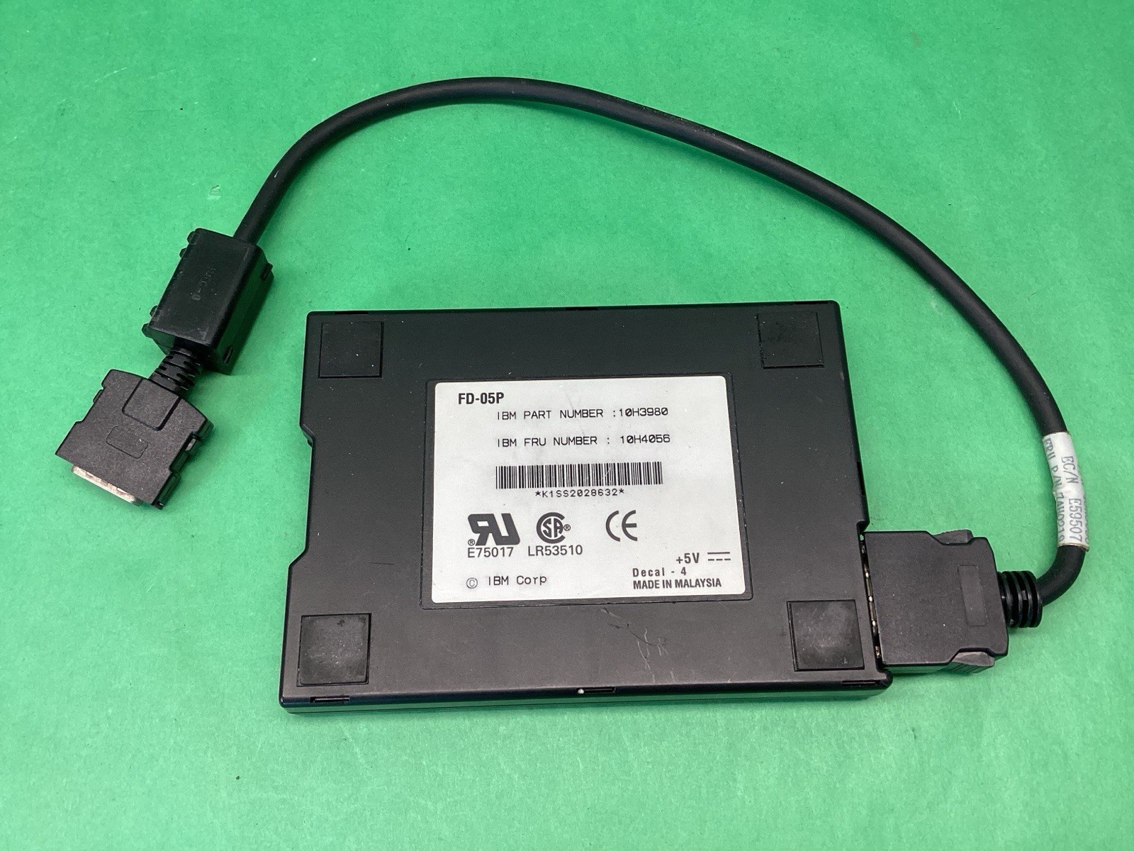 IBM External ThinkPad 3.5” Floppy Disk Drive FD-05P - 10H3980 + Cable UNTESTED