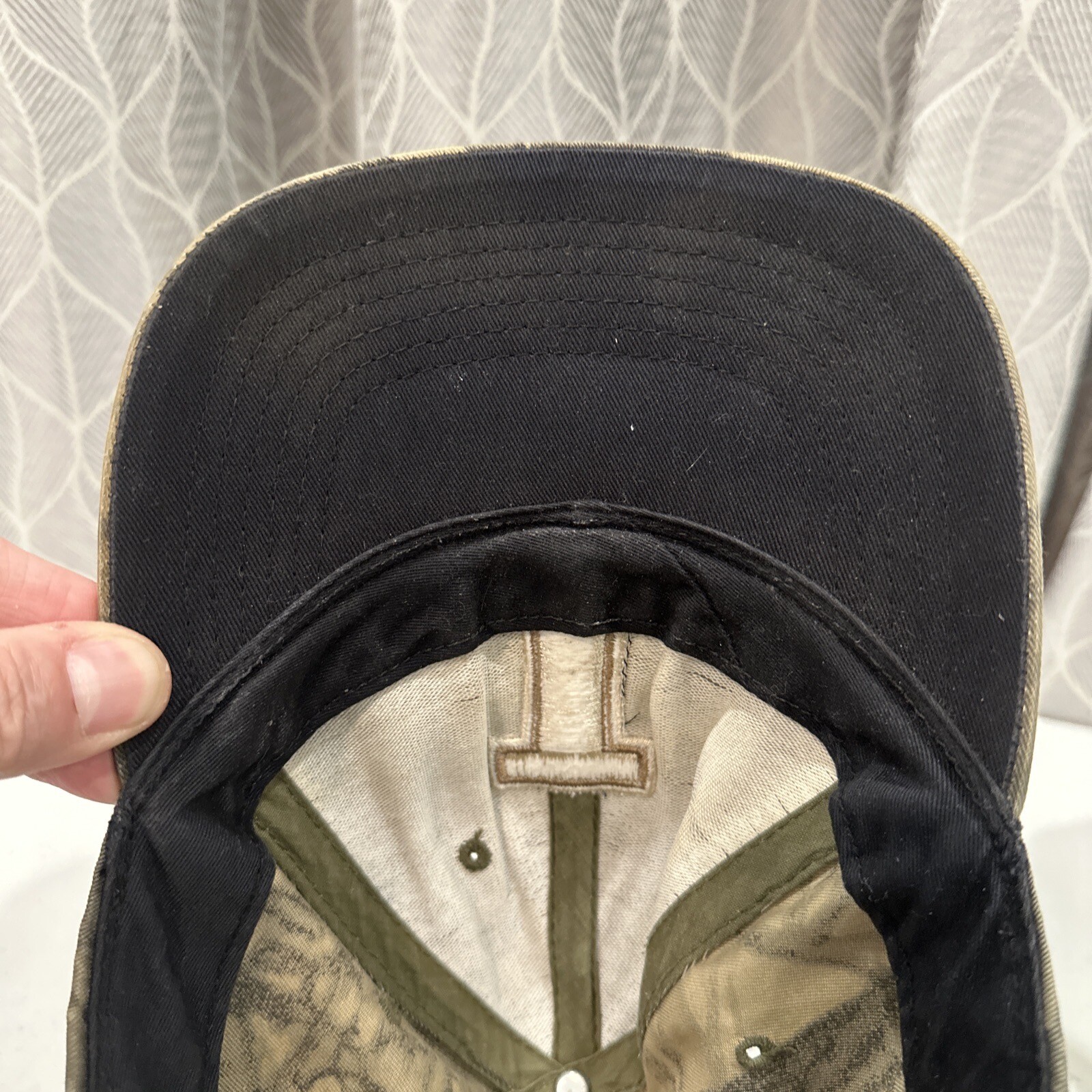 Illinois Capitol I Camouflage Tan Hat Cap. Hook Loop Well Worn