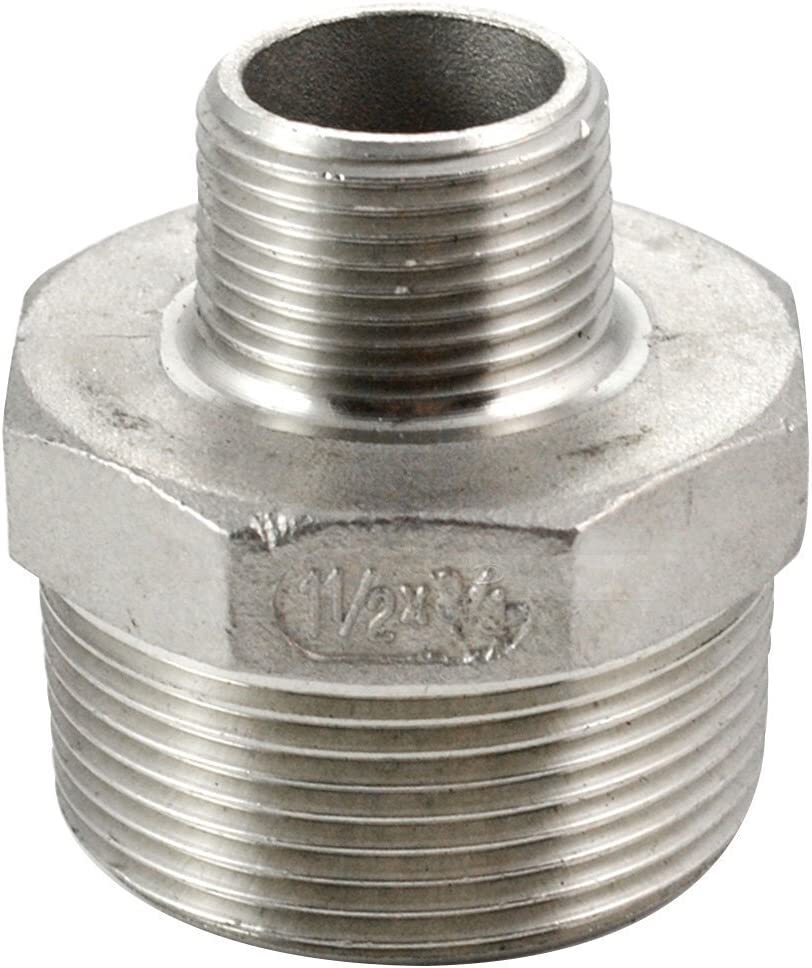 1.5" to 3/4" male NPT Hex Nipple Pipe Fitting Reducer Reducing Adapter SS304