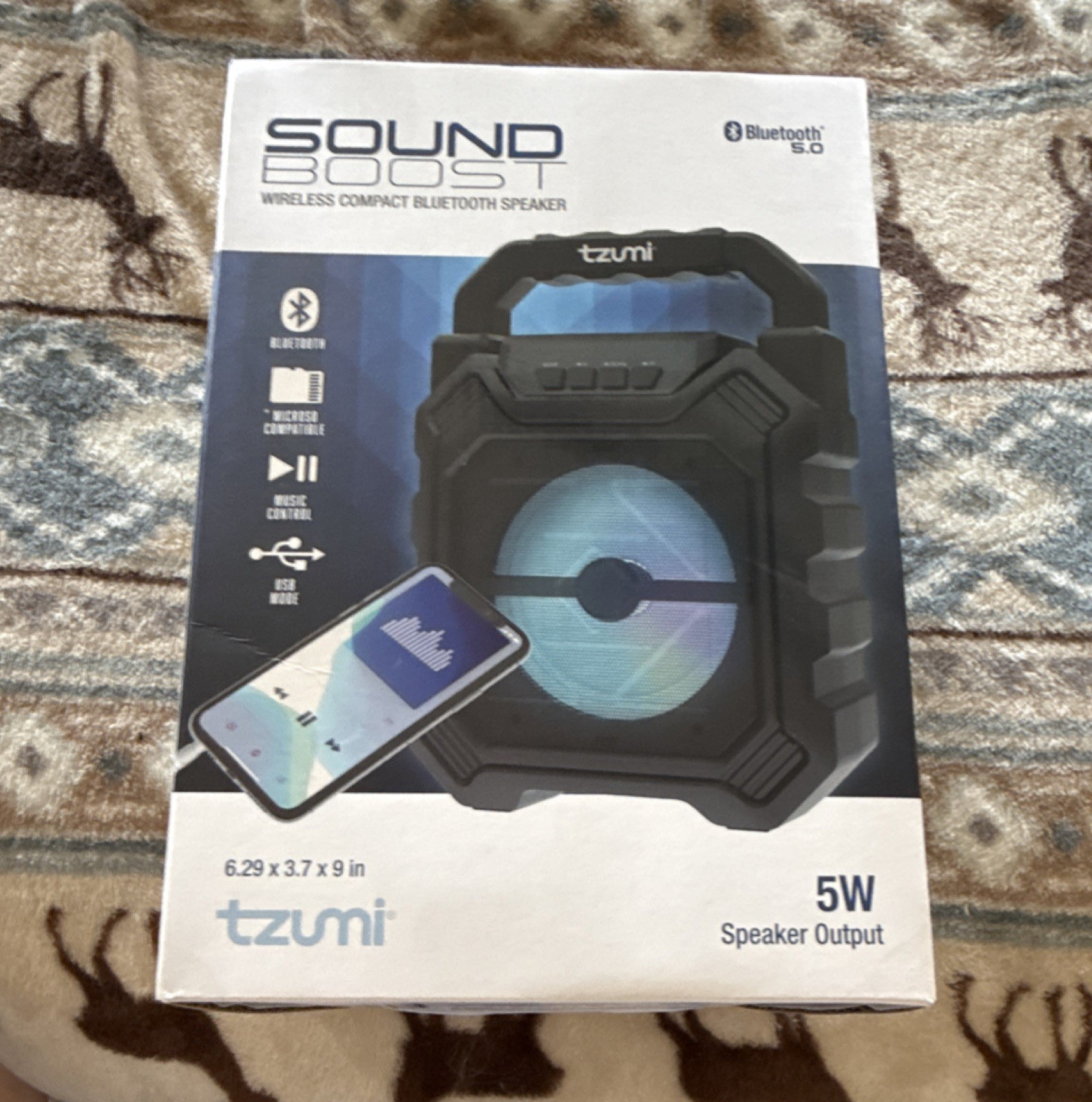 tzumi SoundBoost Bluetooth Speaker 5W, Color-Changing LED, Black