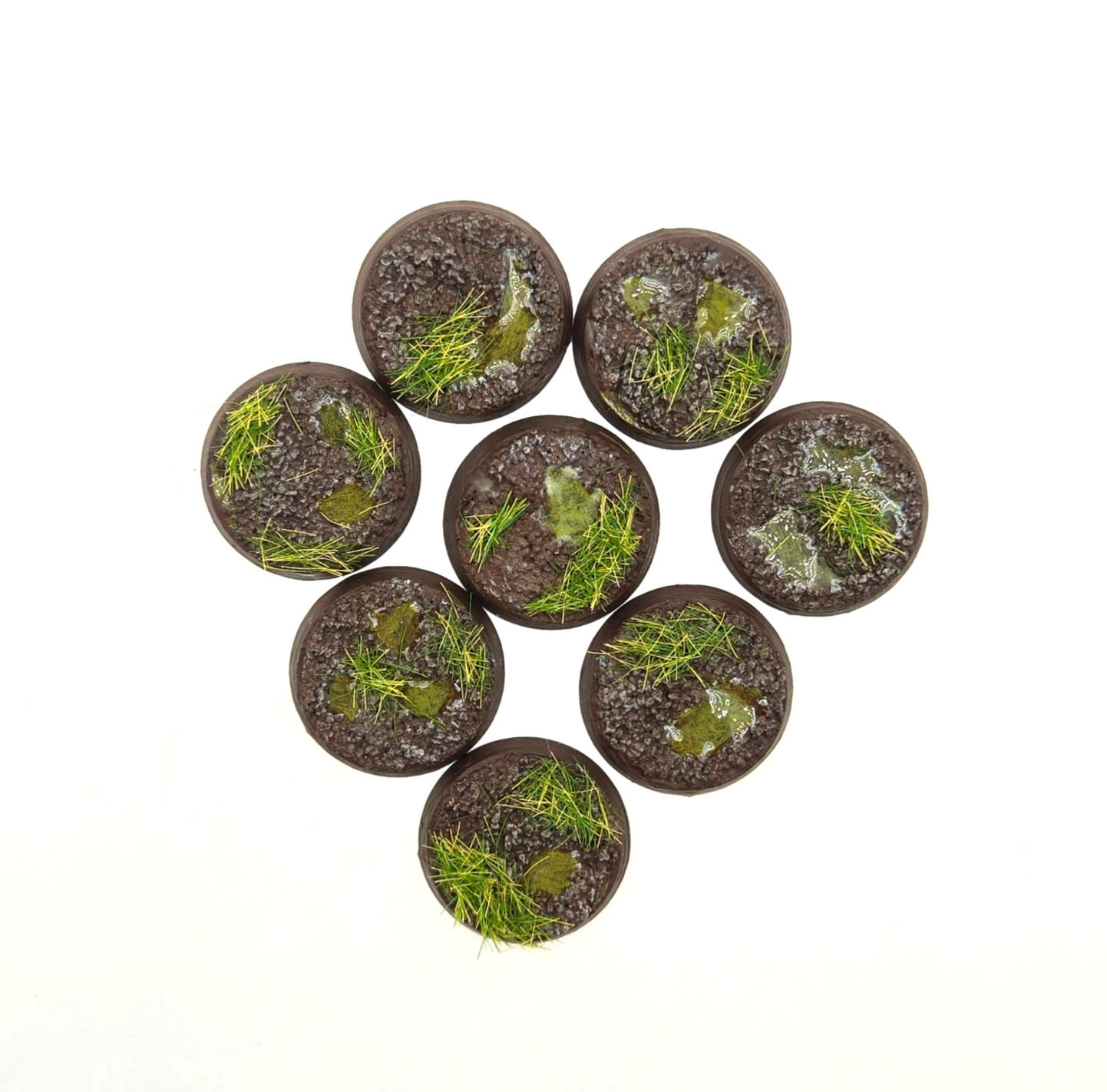 Set of 8 Swamp Land Custom Painted 25mm 32mm Bases DnD 28mm Warhammer 40k