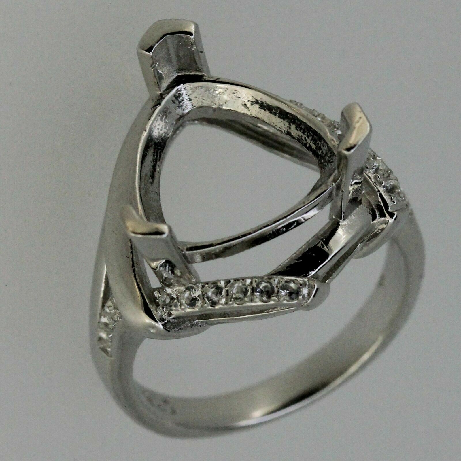 Sterling Silver Semi Mount Ring Setting Trillion Tri 13x13mm White Topaz