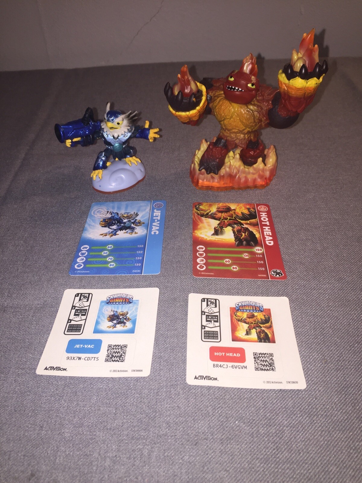 Skylanders Giants Hot Head & Jet-Vac W/Cards & Stickers Free Shipping L5