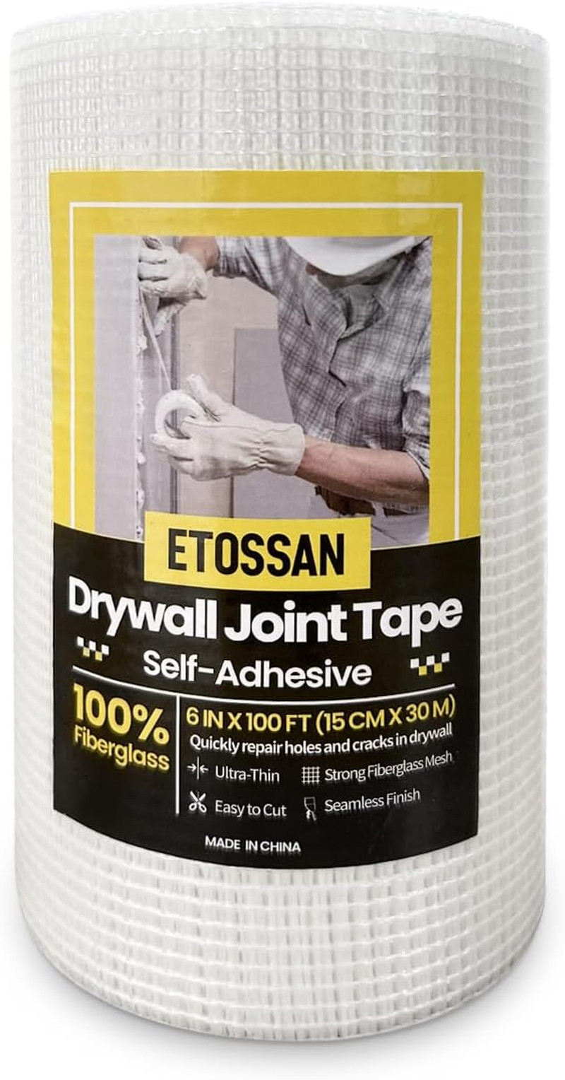 Drywall Joint Tape, 6" Wide X 100 FT, Self-Adhesive Fiberglass Drywall Tape f...