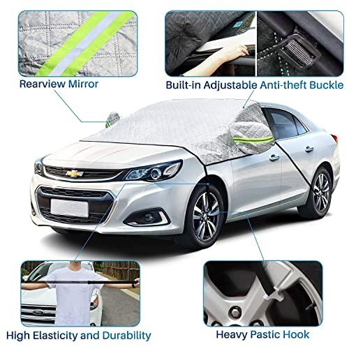 Windshield Cover for Ice and Snow, Car Windshield Snow Cover 4-Layer Silver