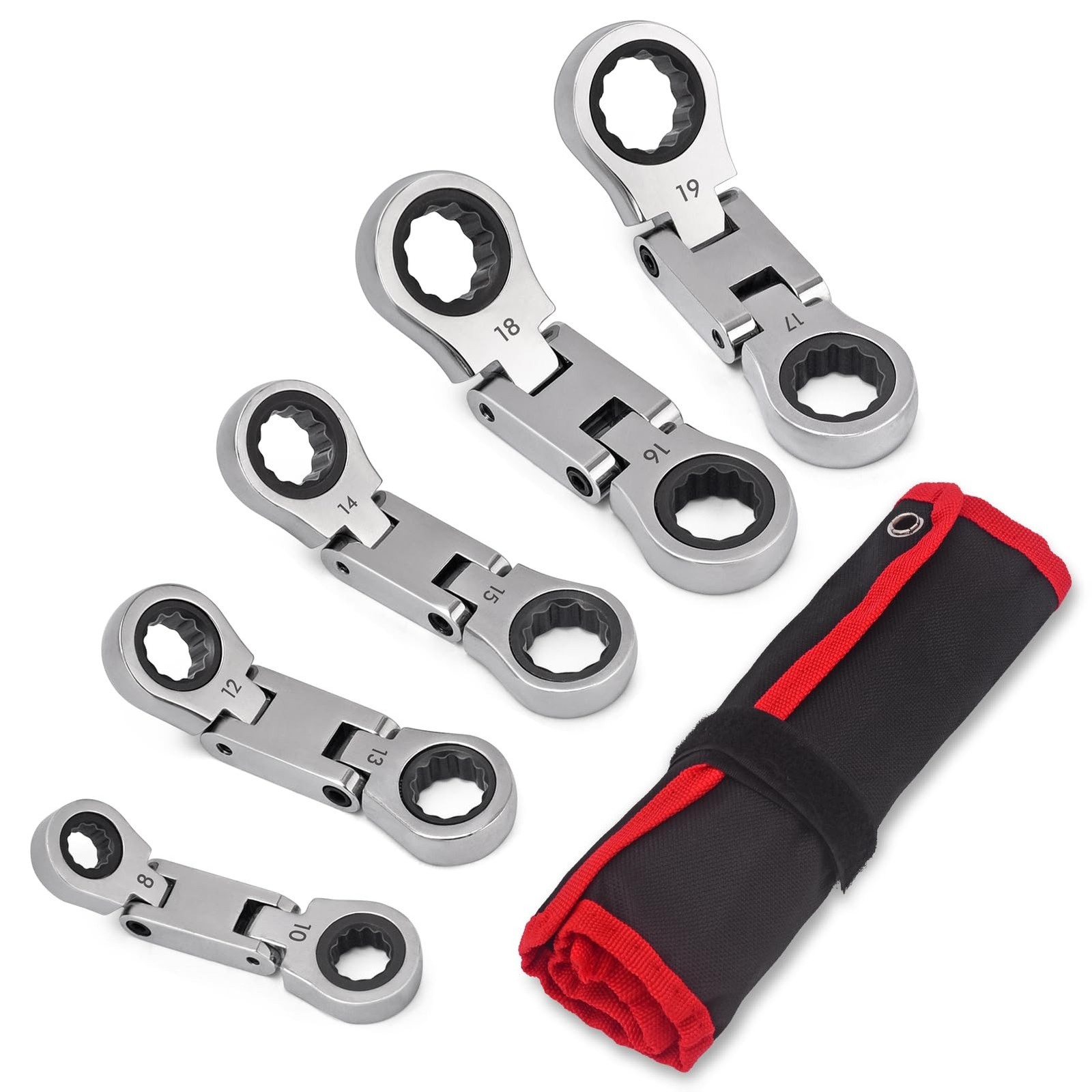 Stubby Wrenches Set, 72-Tooth Flex Head Ratcheting Wrench Set, Compact Double...