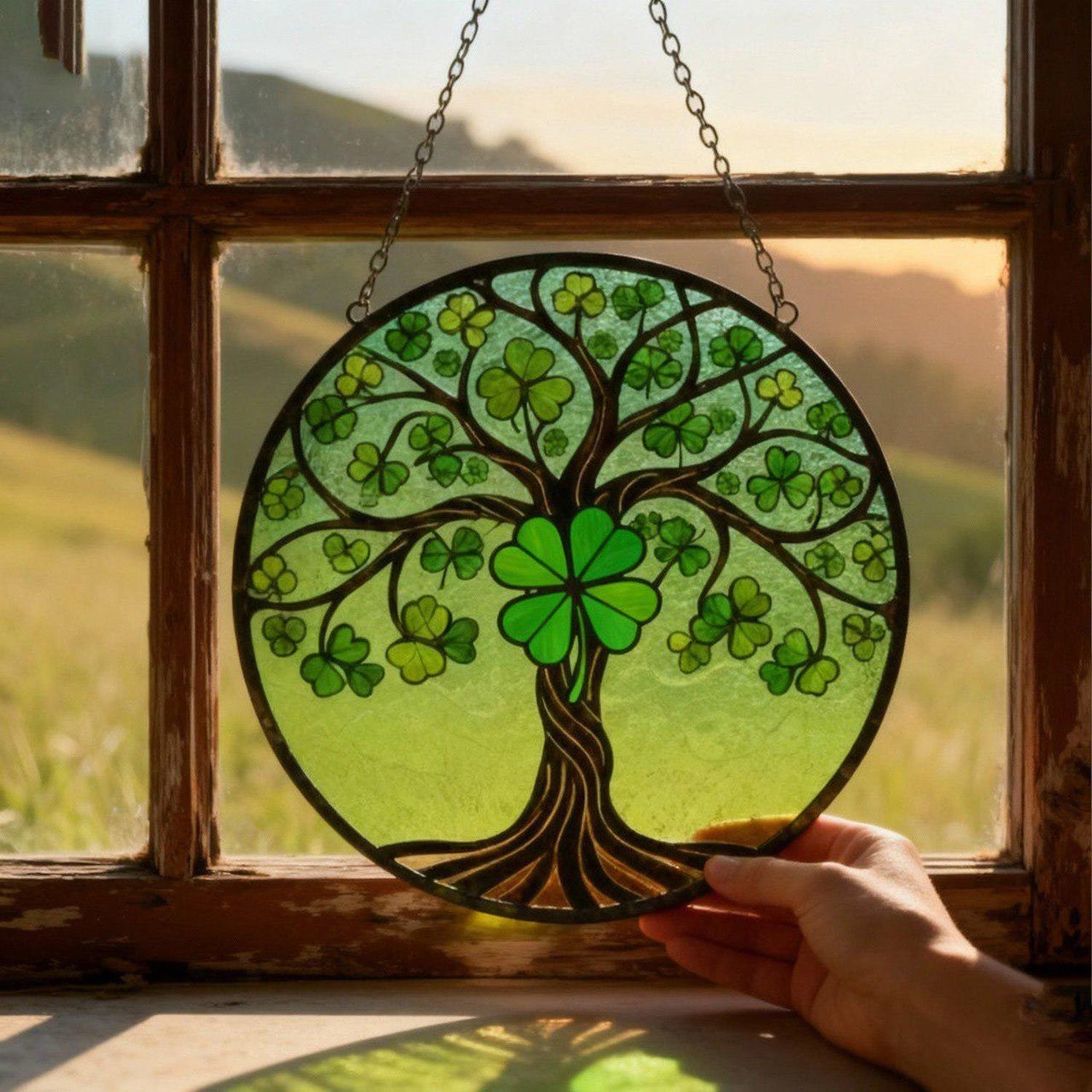 St. Patrick's Day Stained Glass Suncatcher Window Hanging Decor