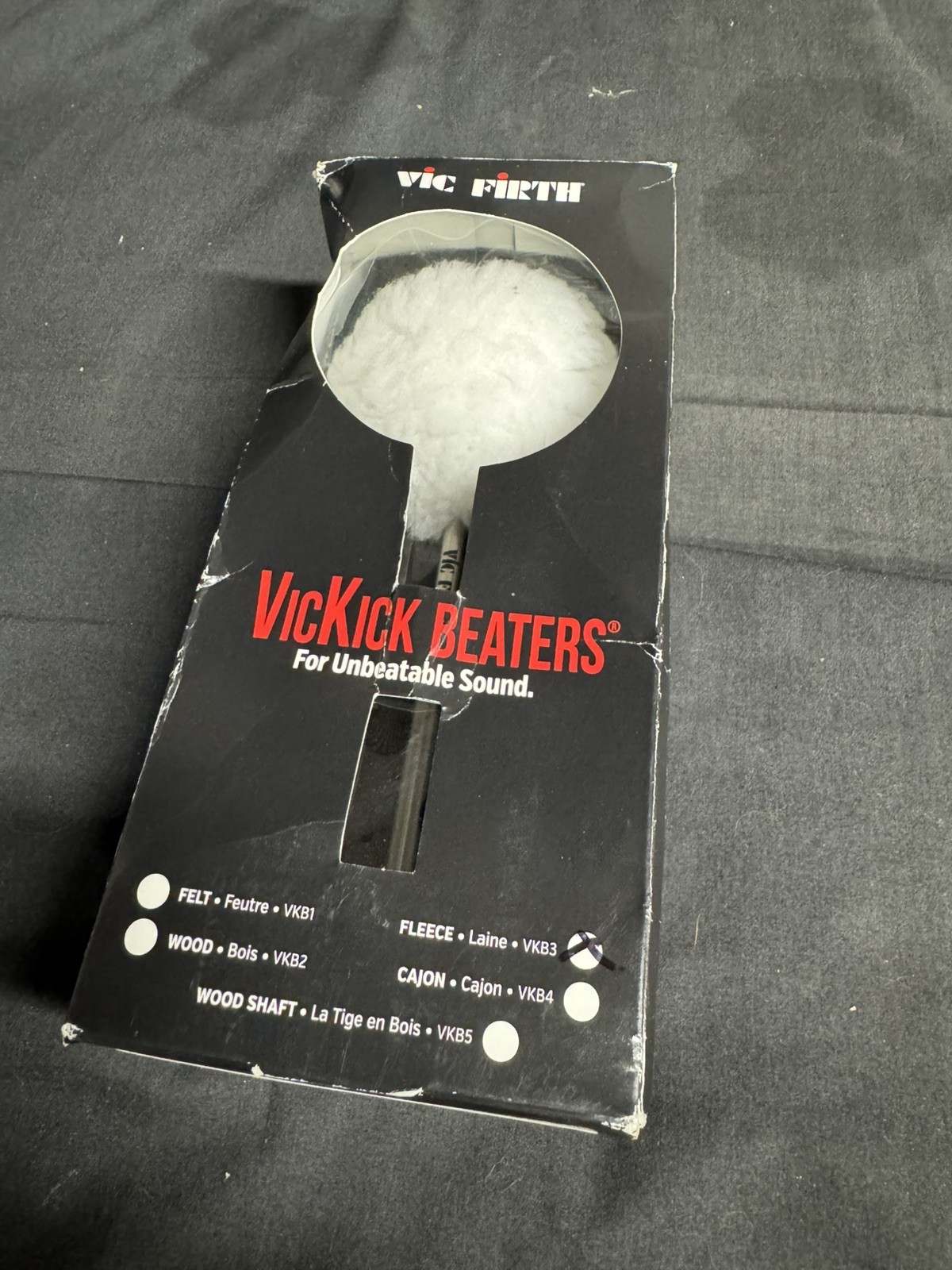 Vic Firth VicKick Bass Drum Beater Oval Head Medium Felt Core Covered Fleece