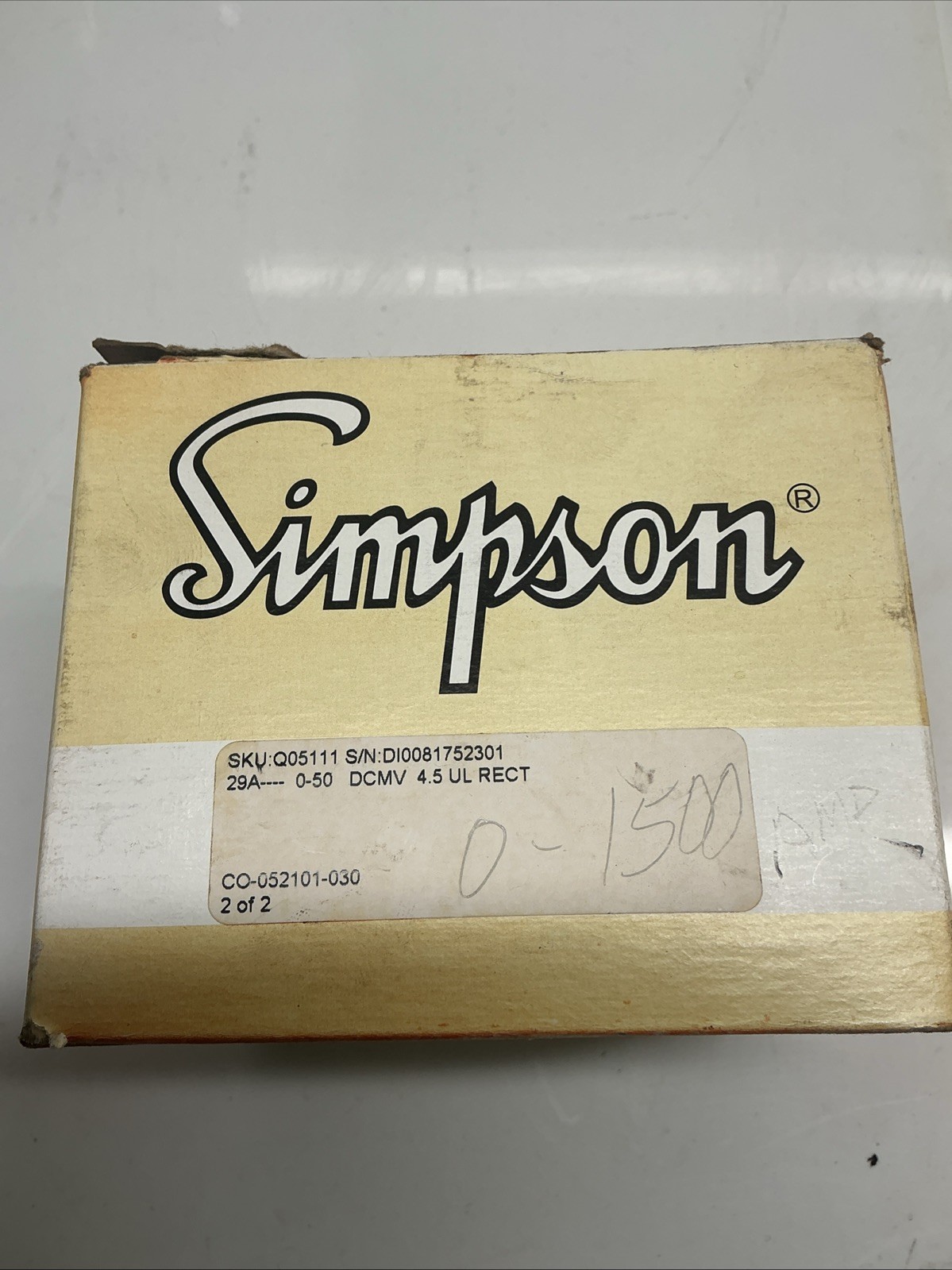 Simpson Q05111 DC Ammeter Panel Meter AB-500