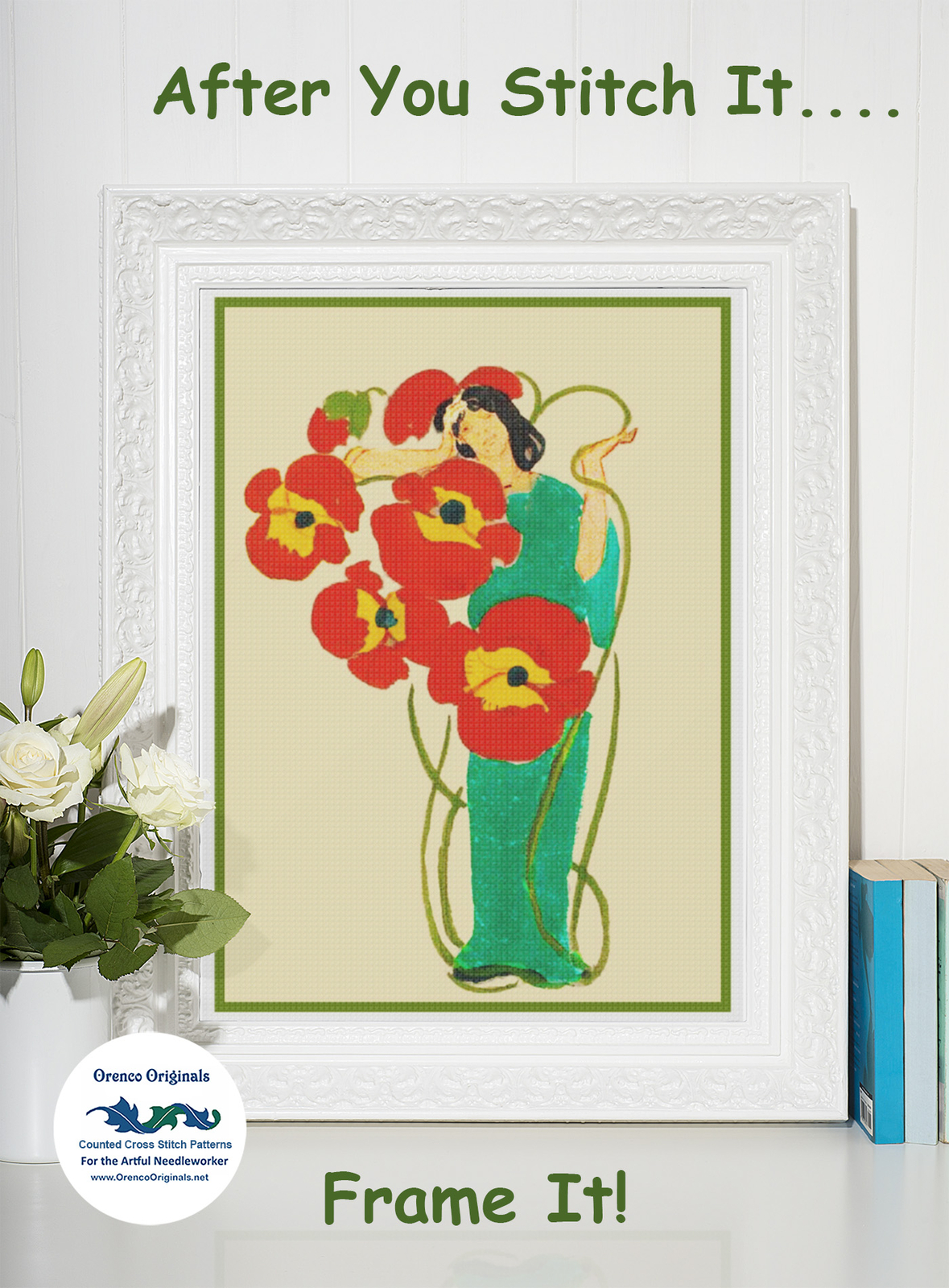 Mermaid Seahorse by ERTE, Romain de Tirtoff Counted Cross Stitch Chart Pattern