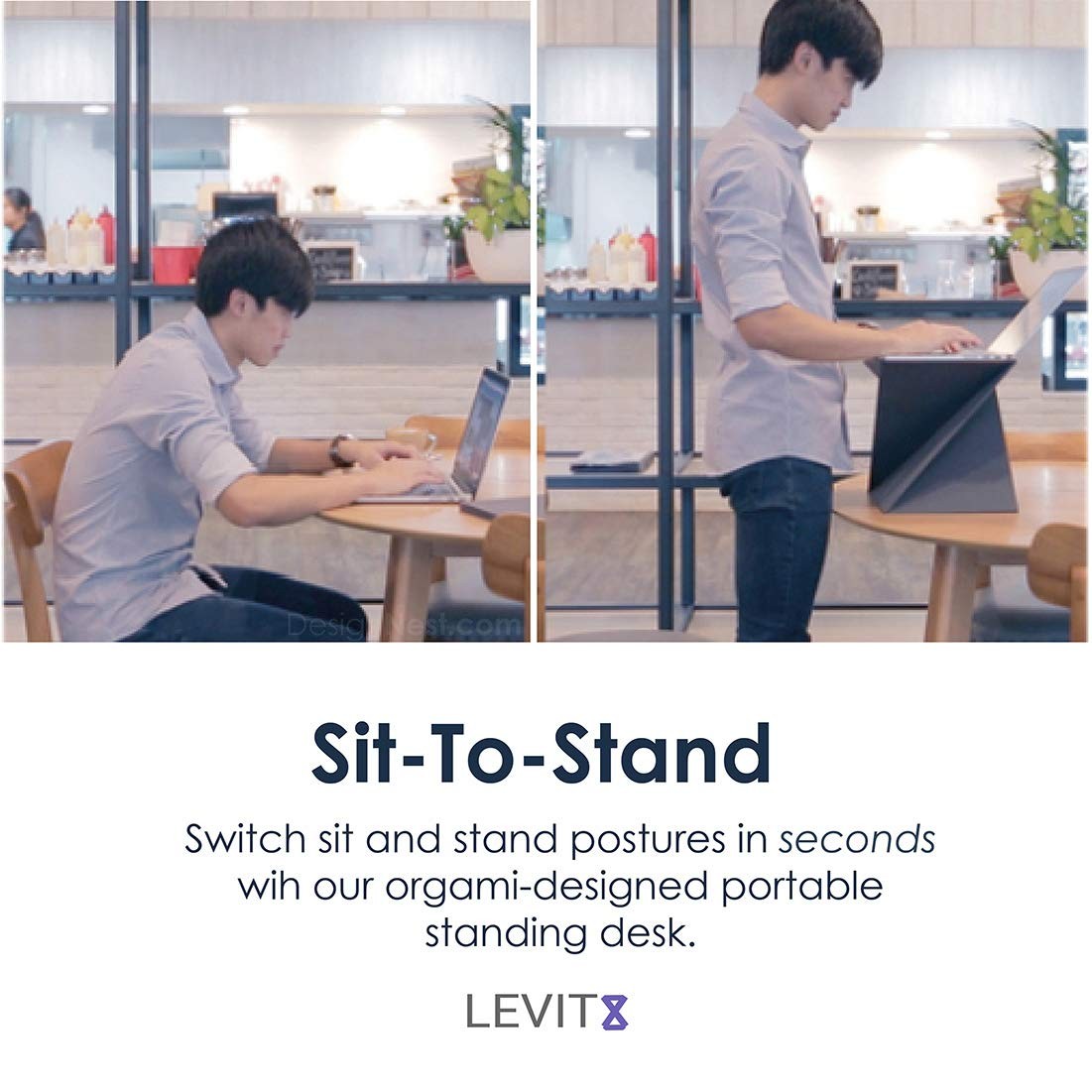 Levit8 Portable Standing Desk Work Station Foldable Sit to Stand Laptop Riser...