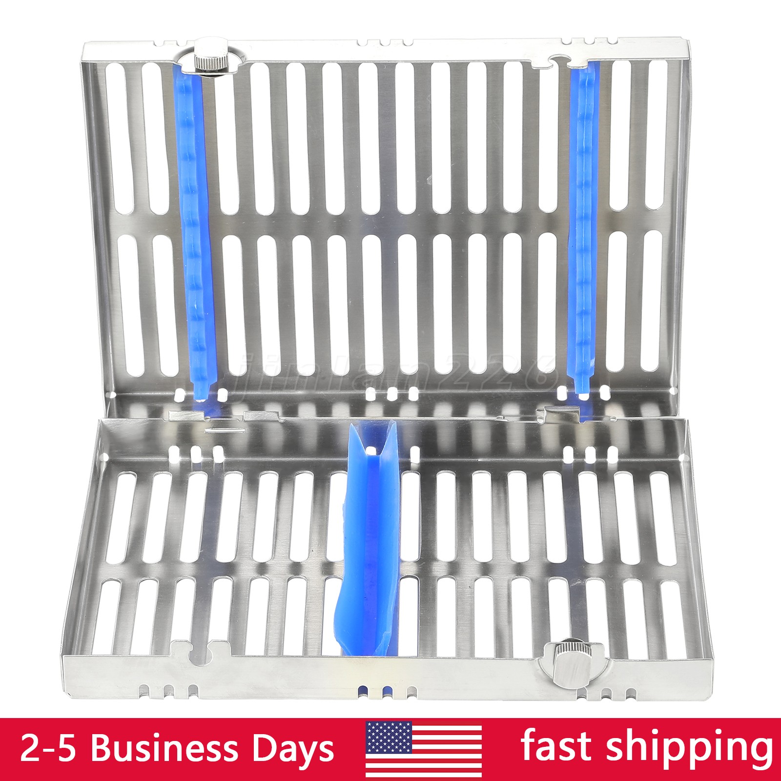 Dental 10 Instruments Sterilization Box Tool Holder Cage Cassette Rack Tray