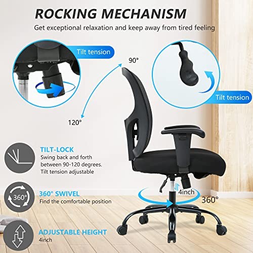 Big and Tall Office Chair 400lbs Wide Seat Desk Chair Computer Chair with