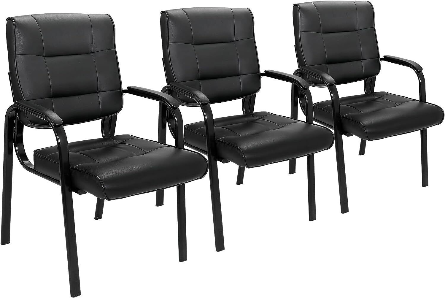 3PCS Classic Leather Guest Reception Side Chairs Waiting Room Office Desk