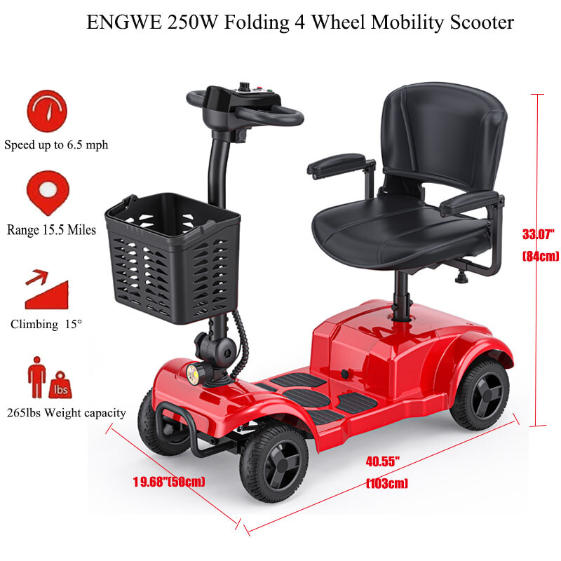 2025 Mobility Scooter, Electric Power Mobile Scooters Red