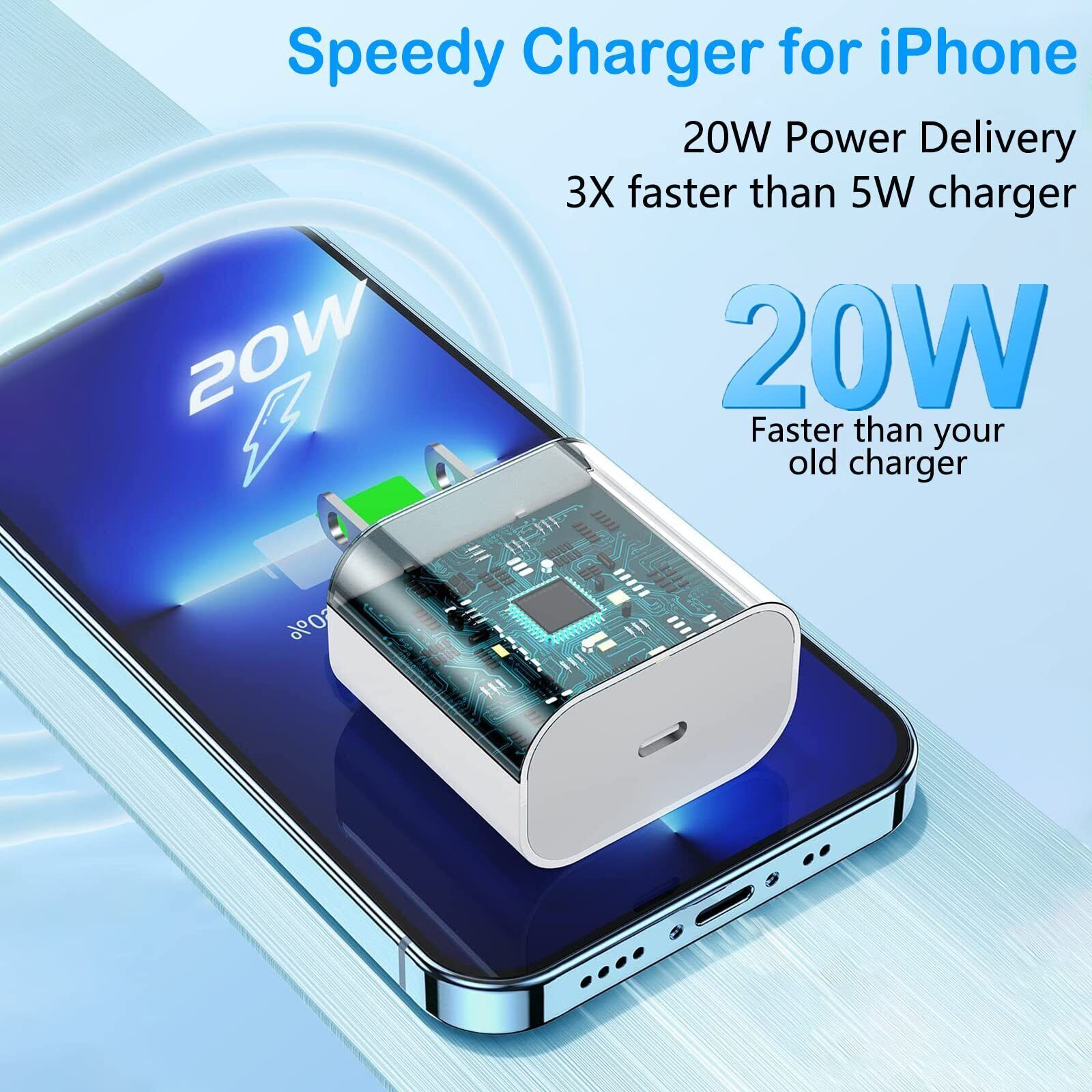 ⚡ 20W USB-C Fast Charger PD Adapter Cable For iPhone 14/13/12/11 XR X Pro iPad