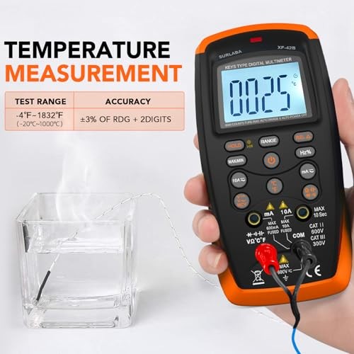 Multimeter Tester TRMS 6000 Counts, Voltage Meter with NCV, Backlight, 42B-O