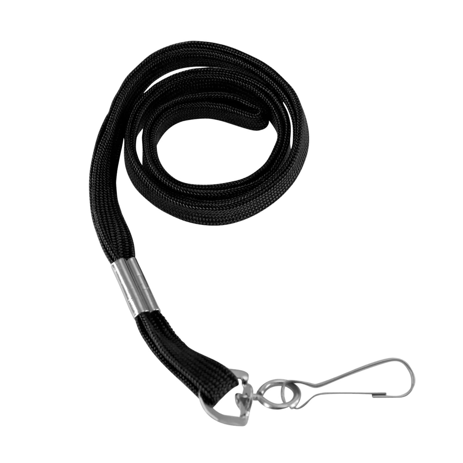 Sicurix Flat Lanyard with Metal J Hook, 3/8 in Wide, 36 in Long, Bla
