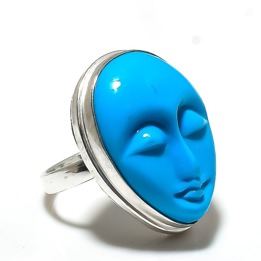 Natural Sleeping Turquoise Gemstone 925 Sterling Silver Ring Size 8 Gift v879