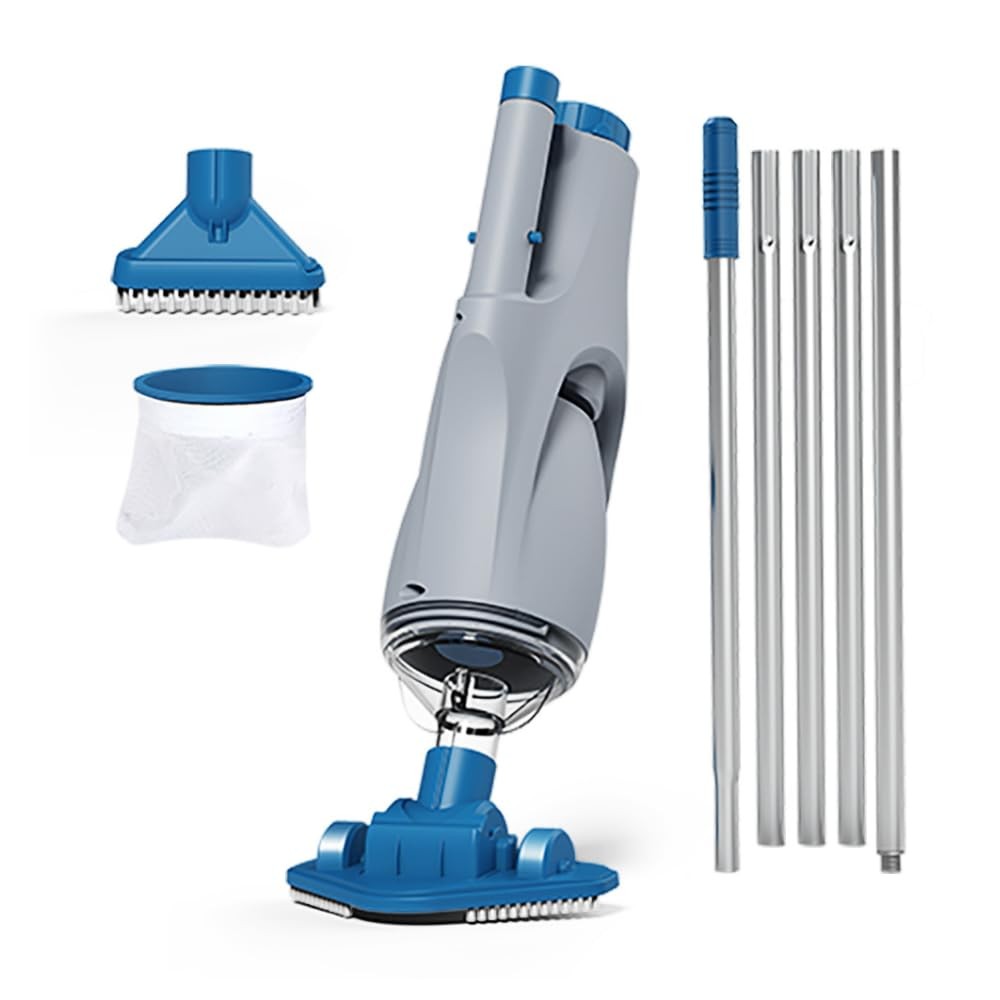 Cordless Handheld Pool Vacuum for Above Ground Pool, with 6ft Pole and 2 Vac ...