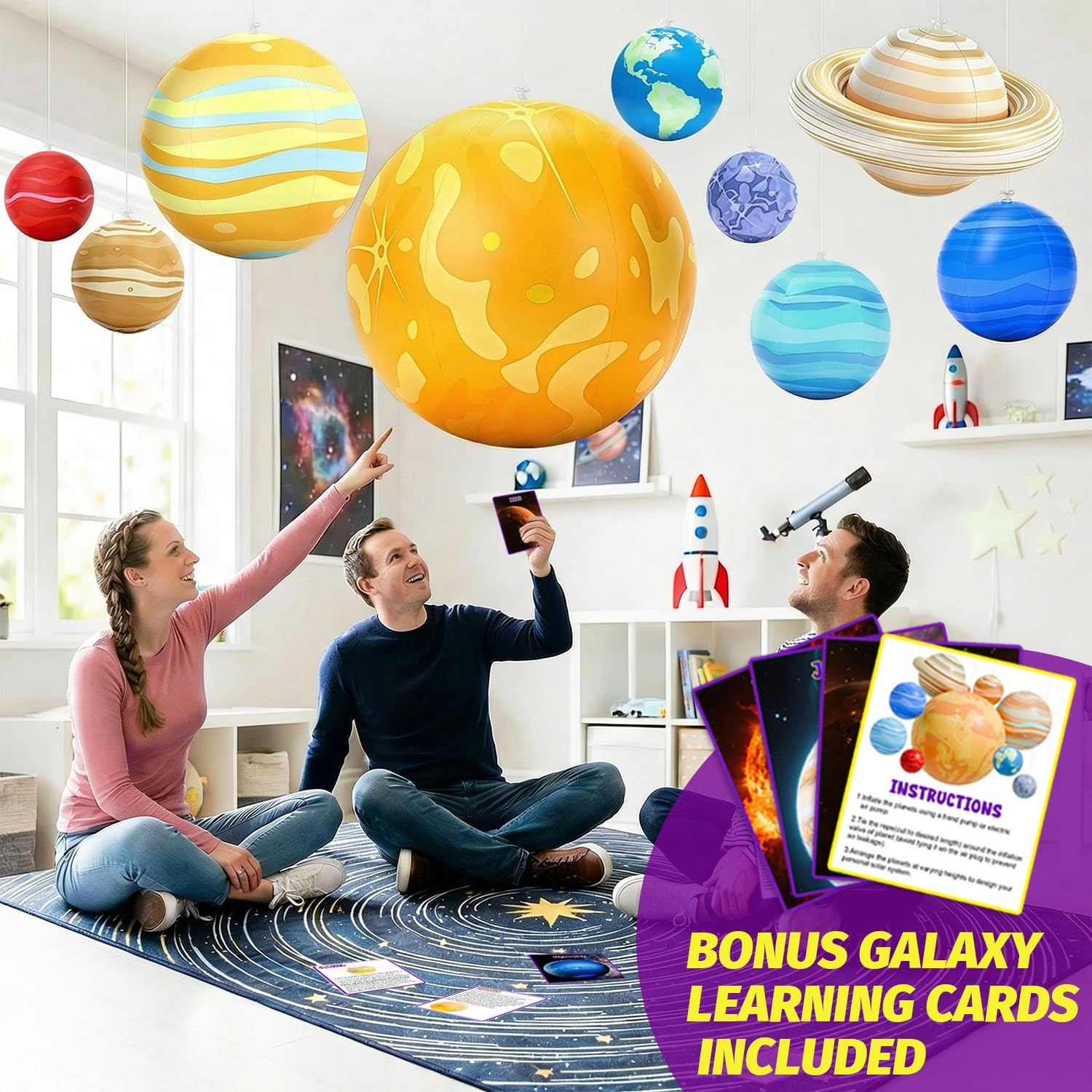 OMKSIH Inflatable Solar System Planets with Lights, 2026 Upgraded Inflatable ...