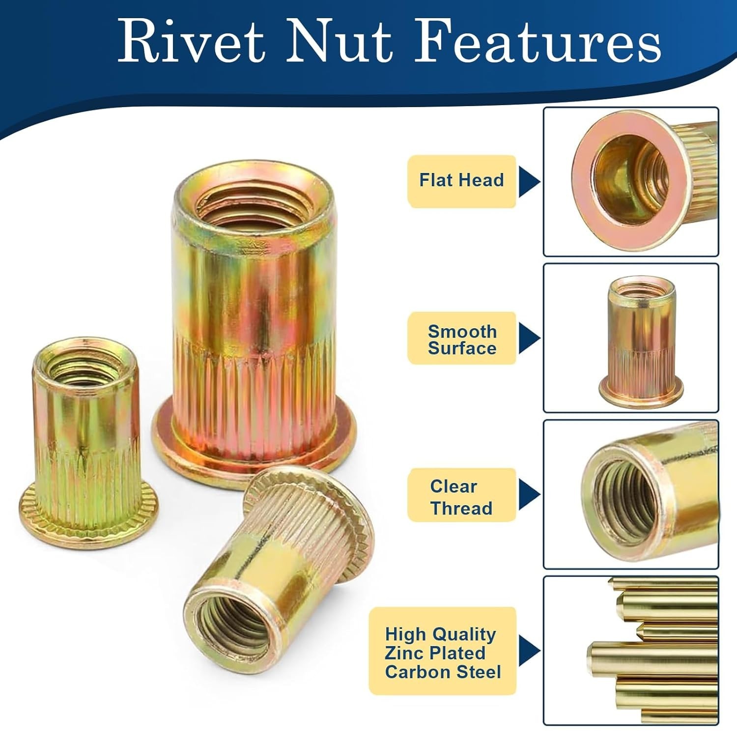 Professional Quality 1/2''-13 UNC Rivet Nut Kit - 19 pcs Corrosion-Resistant Set
