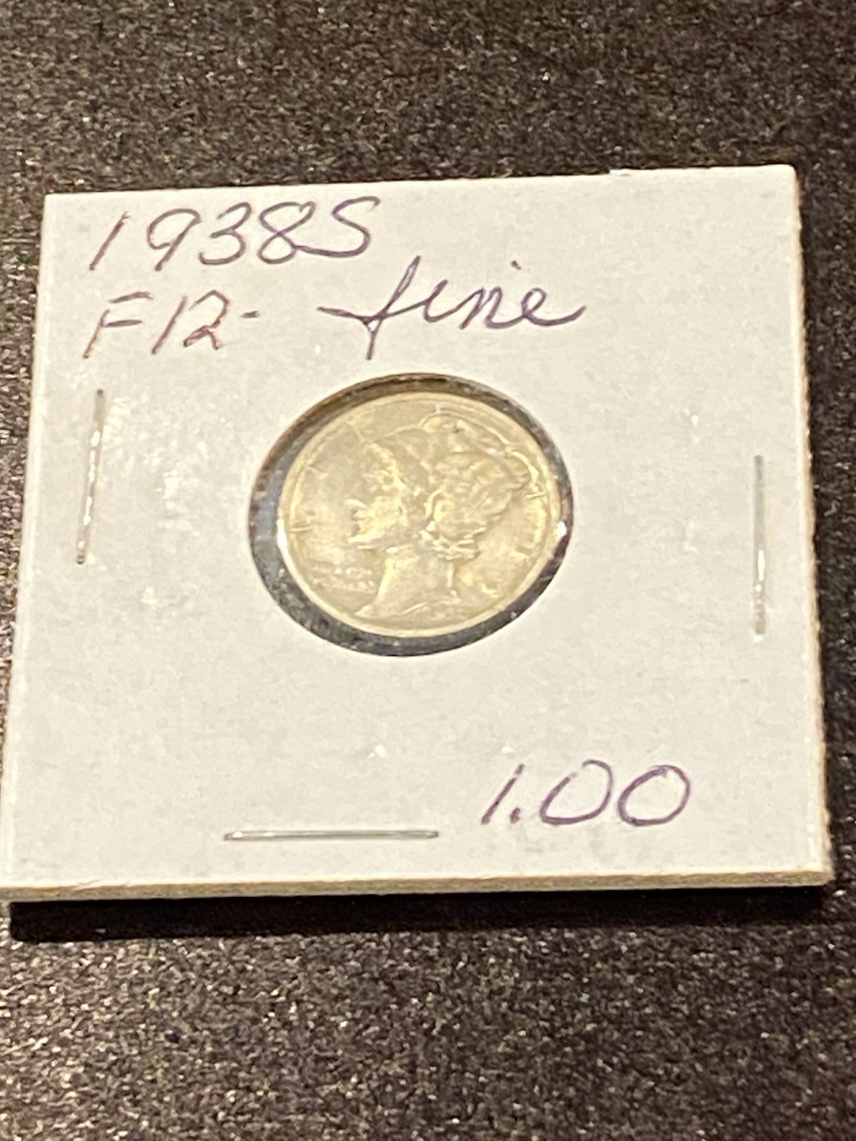 1938-S Mercury Dime Fine Condition 90% Silver Invest 🇺🇸
