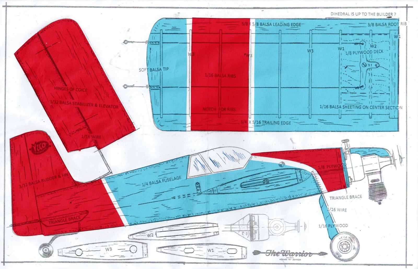 1/2 A Veco Warrier  U-Control Model airplane plans only