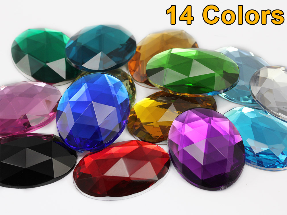 Large Oval Gems 40x30mm Rhinestones for Jewelry Making  - 4PCS