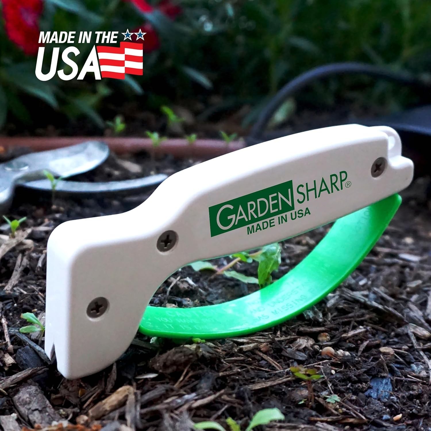 Ergonomic Garden Tool Sharpener for Lawnmower and Pruning Tools - Safe Design