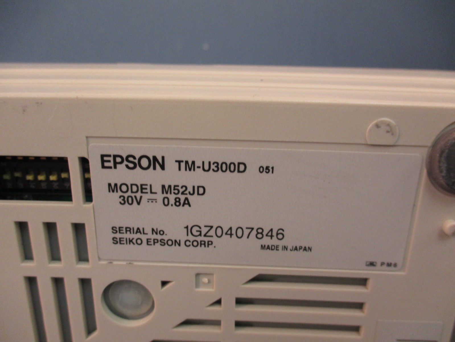 EPSON TM-U300D Model: M52JD POS Impact Receipt Printer 30V-0.8A Serial Interface