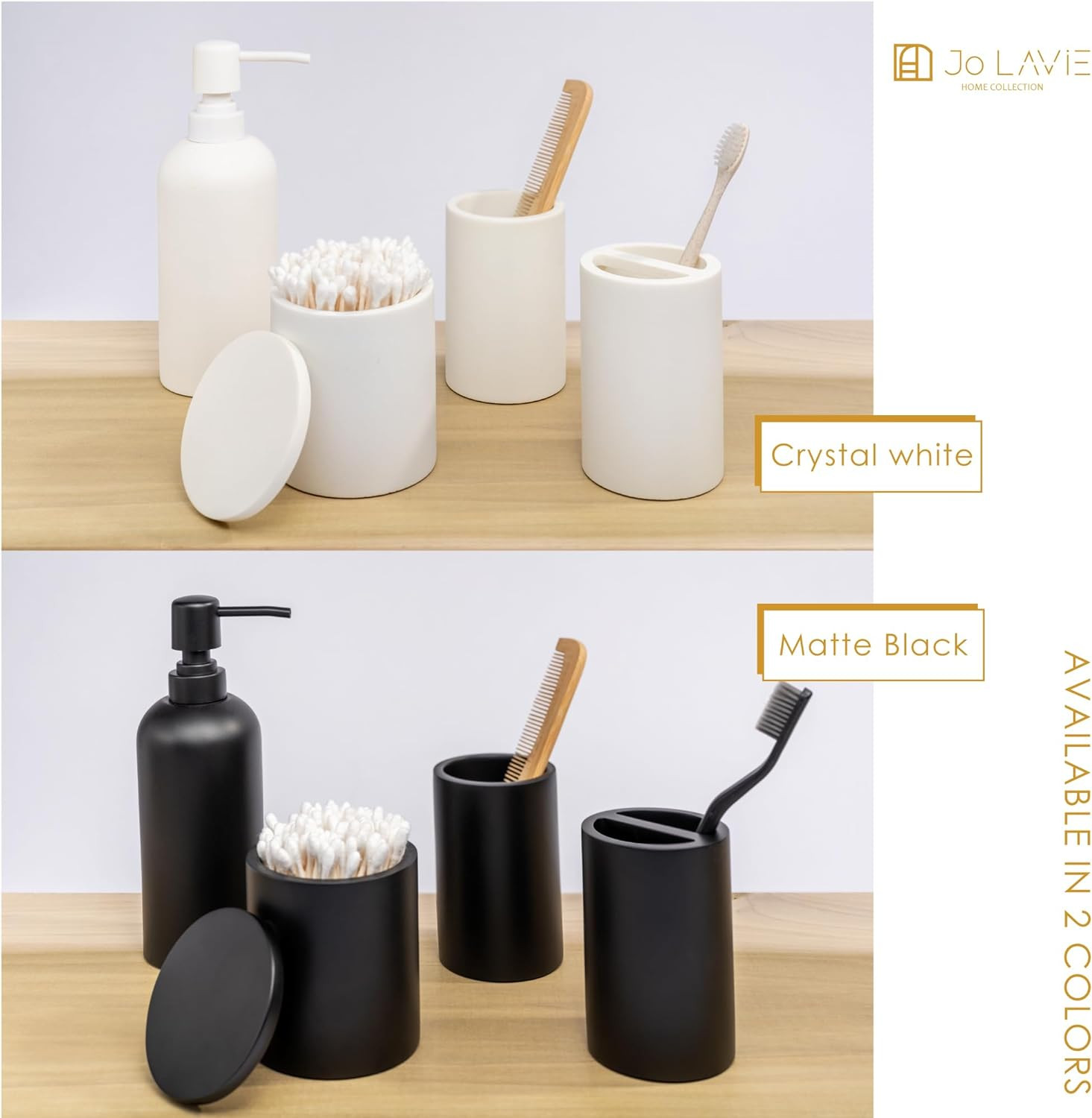 Bathroom Accessory Set - 4 Pcs Matte Black Bathroom Set with Toothbrush Holder,