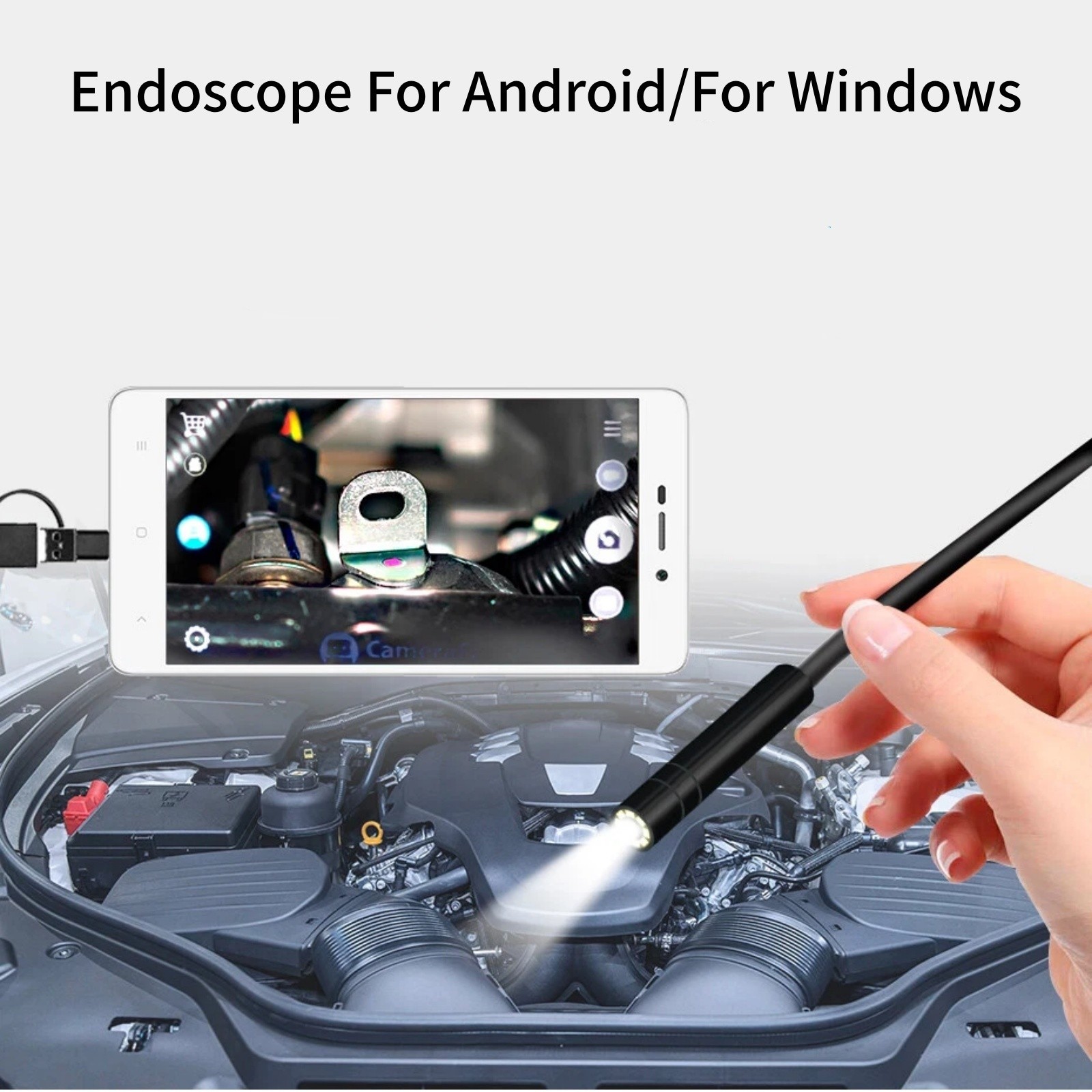 2M Endoscope Borescope 6 LED Inspection Camera for Android Type-C USB Cable 7mm