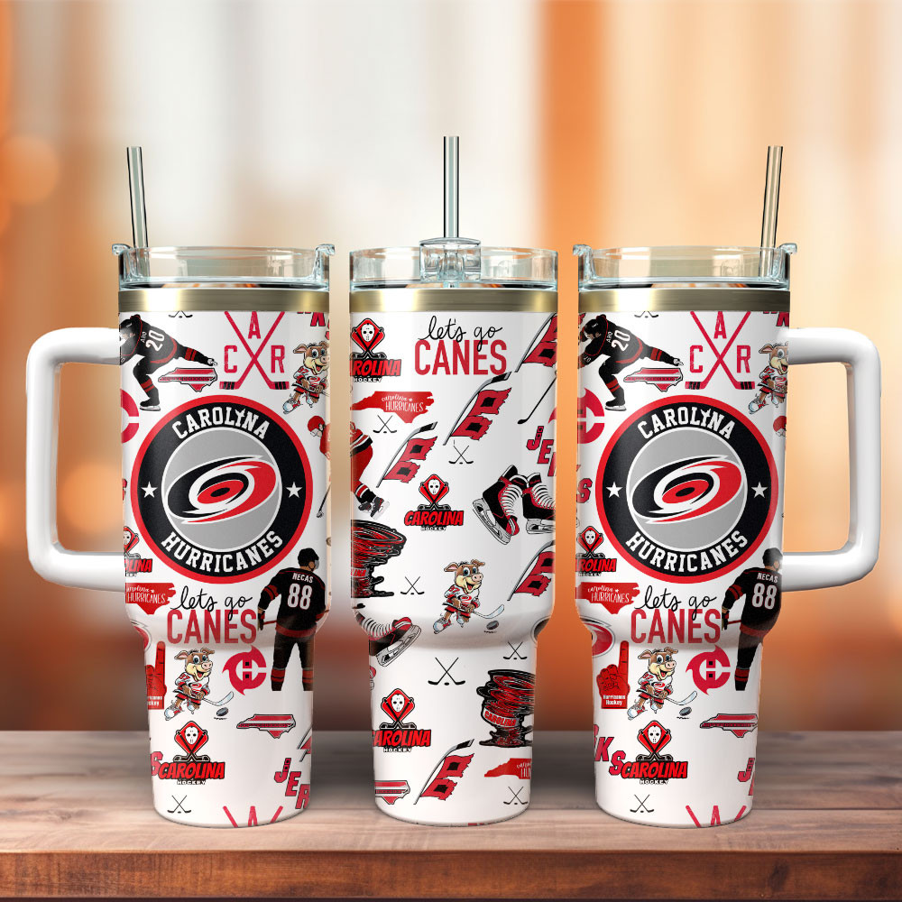 Carolina Pro Hockey Fan Insulated Handled Tumbler 20oz 30oz 40oz Red Black