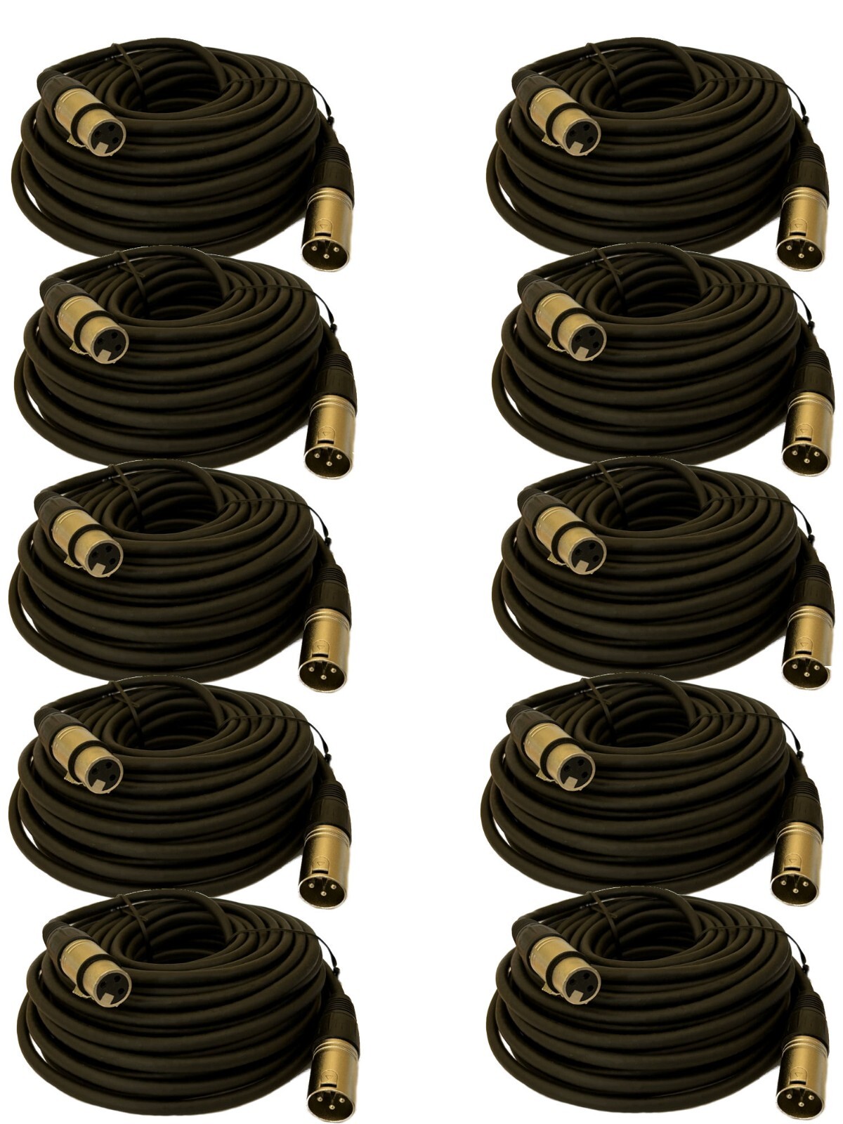 10 PACK 25 Ft Foot 3-Pin XLR Male to Female Mic Extension Microphone Audio Cable