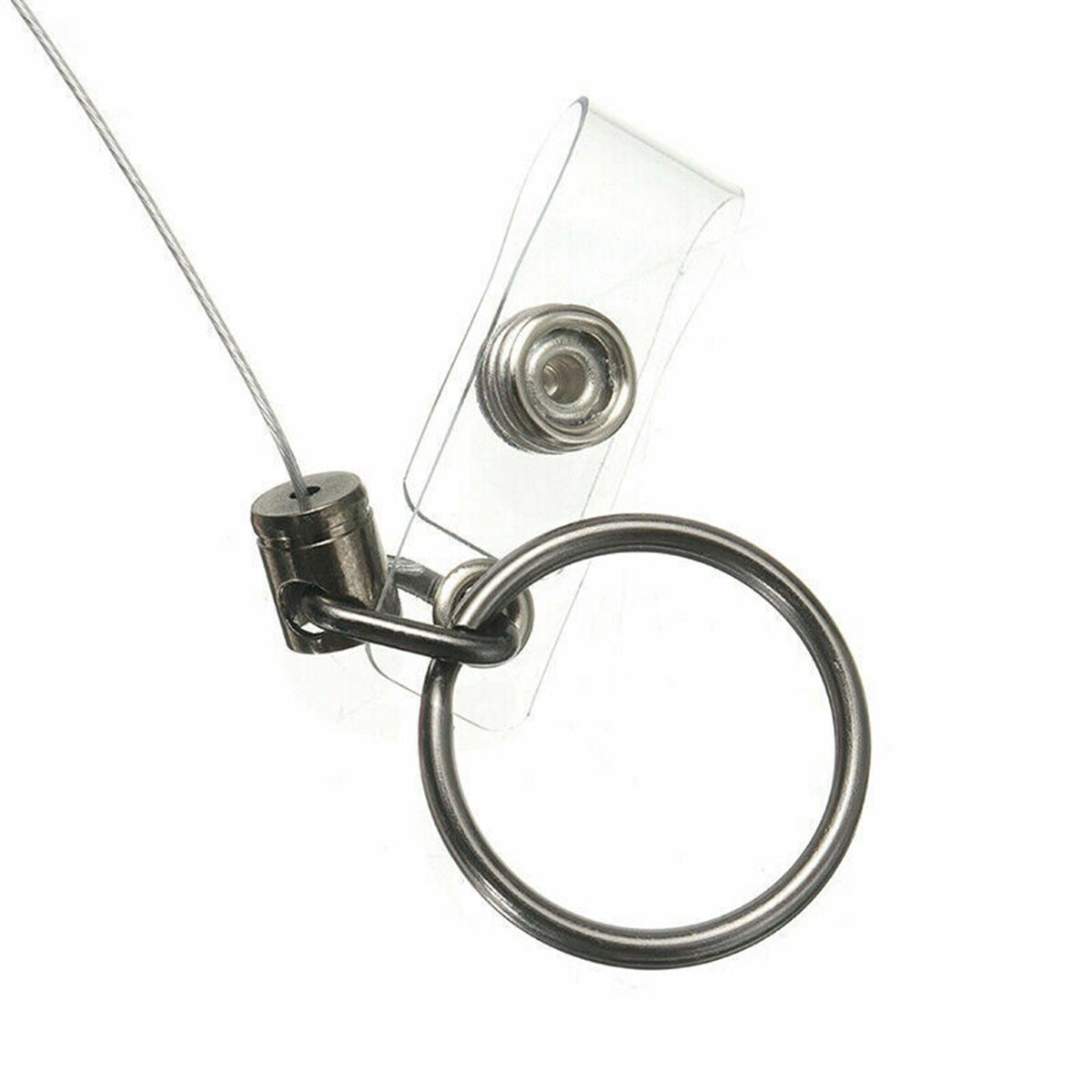 1Pcs Retractable Heavy Duty Pull Ring Key Chain Recoil Keyring Wire Rope Holder