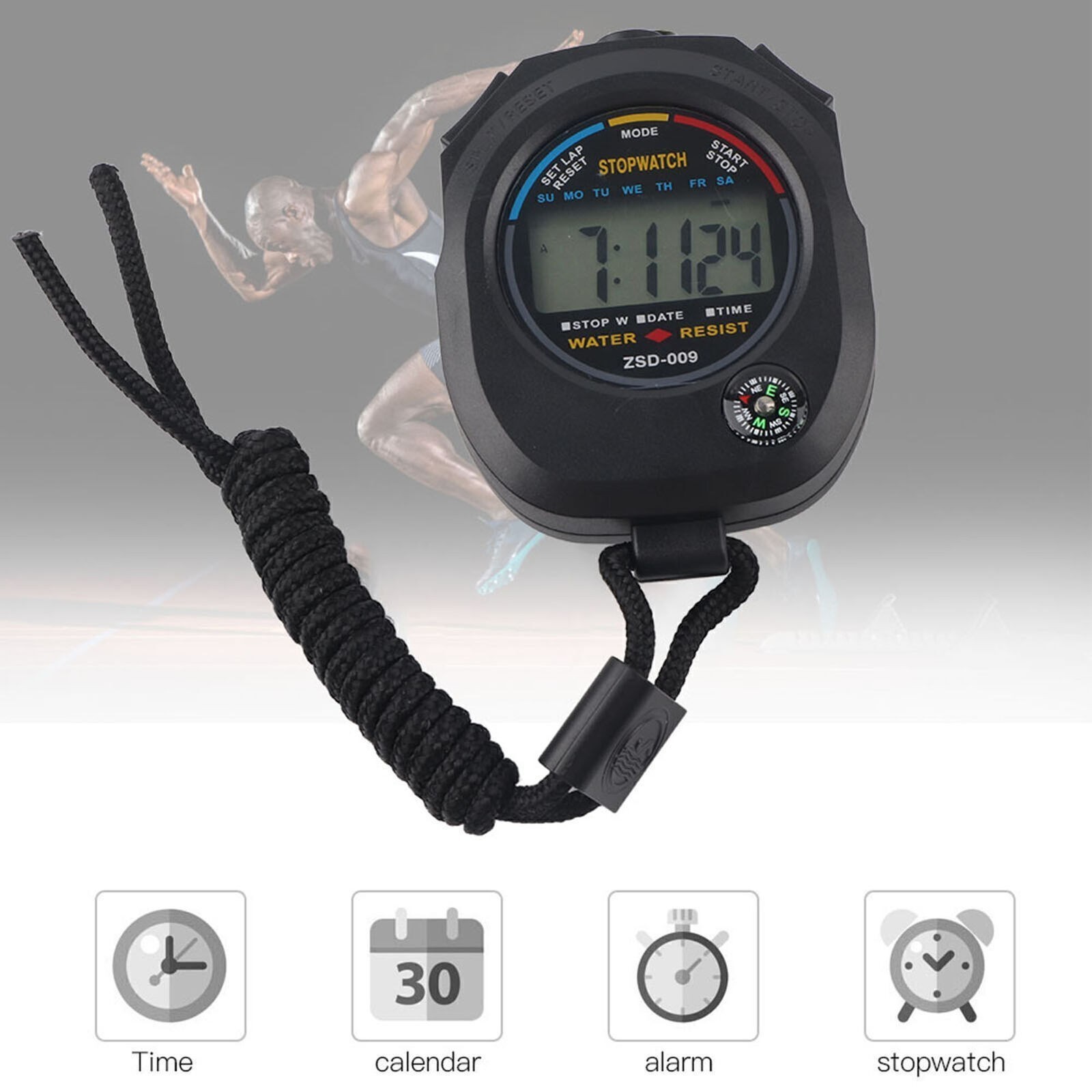 2 PCS Multifunctional Handheld Digital LCD Stopwatch Timer for Sports/Running