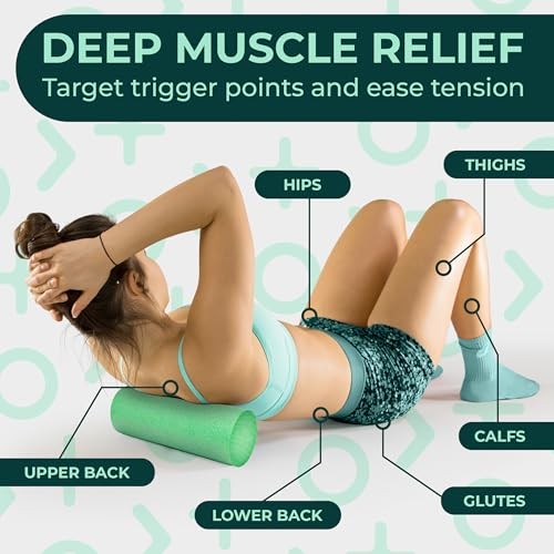 Yoga Foam Roller for Physical Therapy & Exercise – Back Roller Compact Green