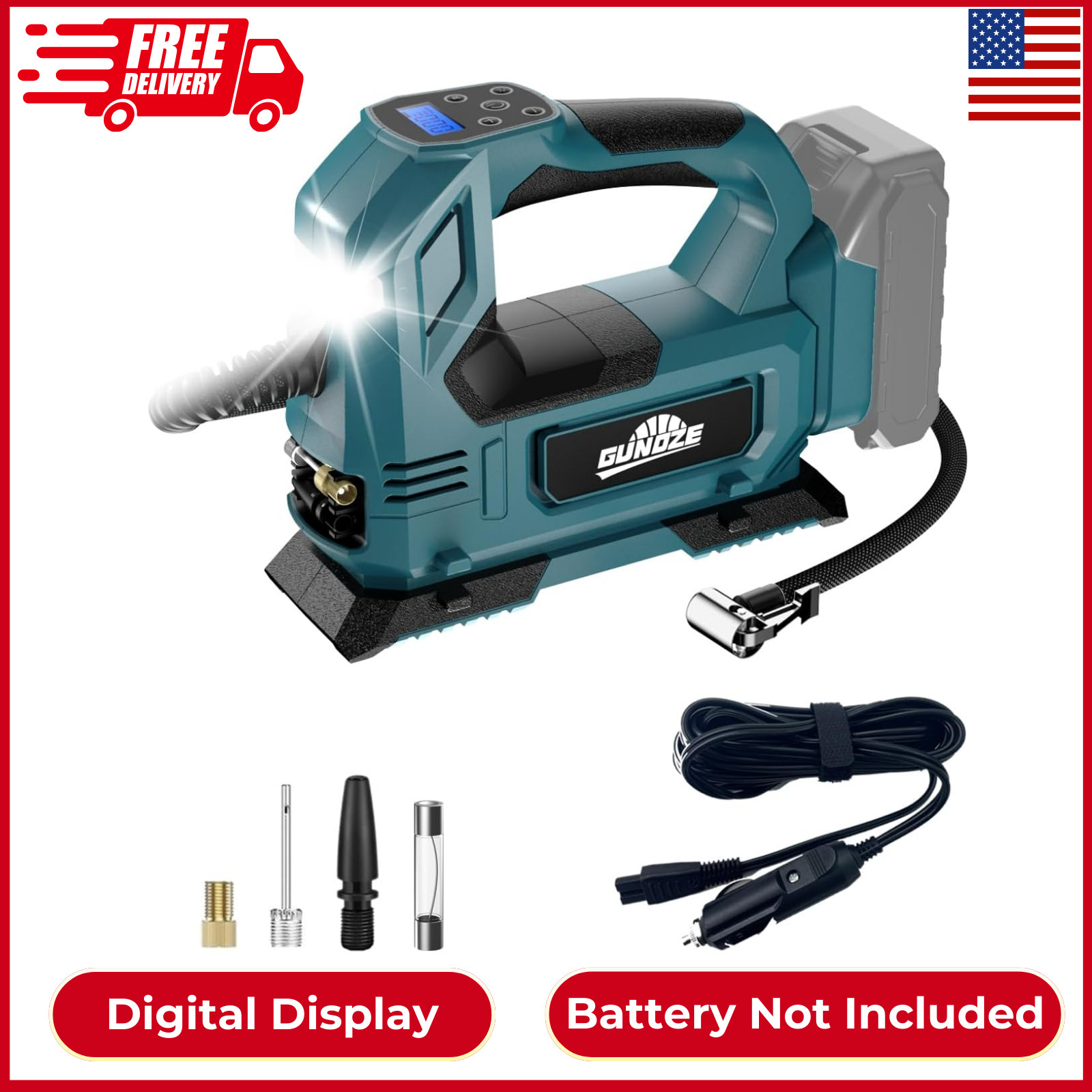 Cordless Tire Inflator Air Compressor For Makita 18V Battery,150PSI Portable LED