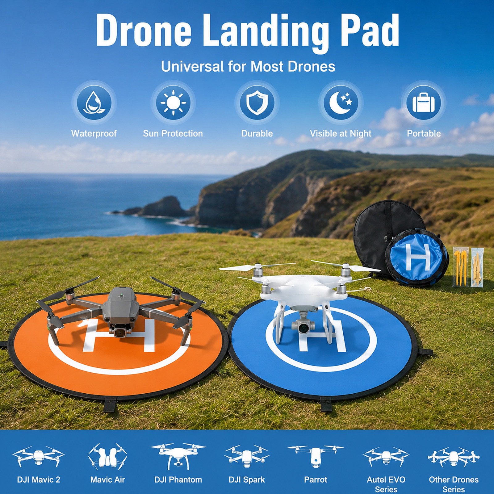 30" Drone Landing Pad Helipad Foldable Launch Pad for DJI Mavic Autel EVO
