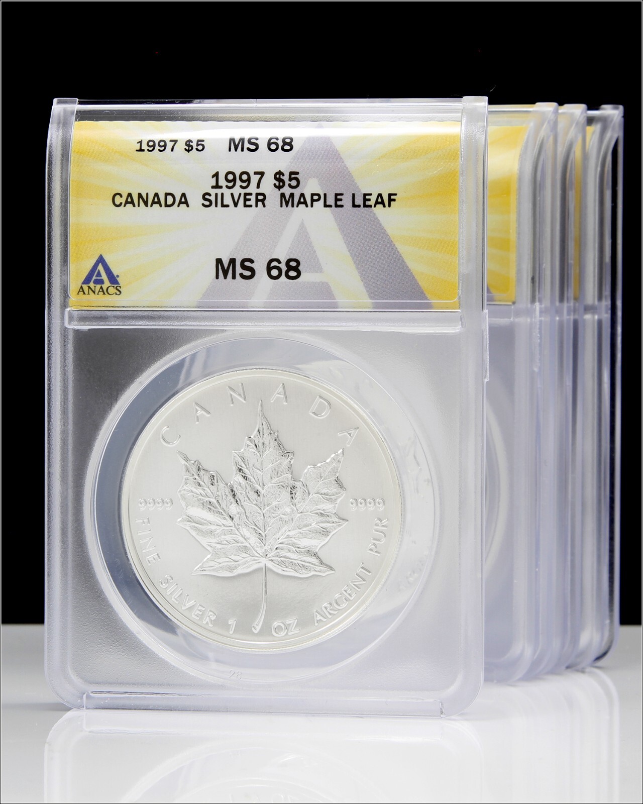 1997 MS 68 ANACS CANADA Silver Maple Leaf Coin - Low Mintage - Key Date - MS68