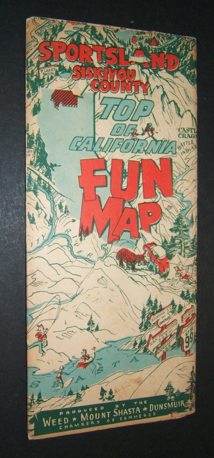RARE VINTAGE SPORTSLAND SISKIYOU COUNTY "TOP OF CALIFORNIA" FUN MAP