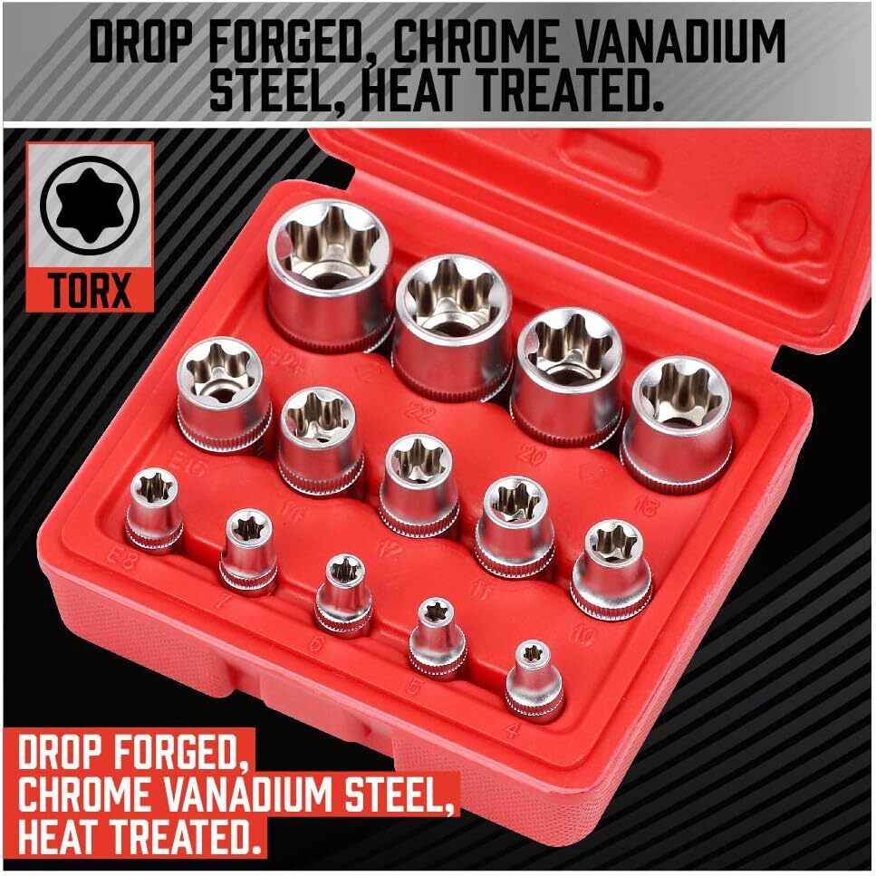 juego de llaves de vaso E-Torx 14 piezas con estuche herramientas enchufes tool