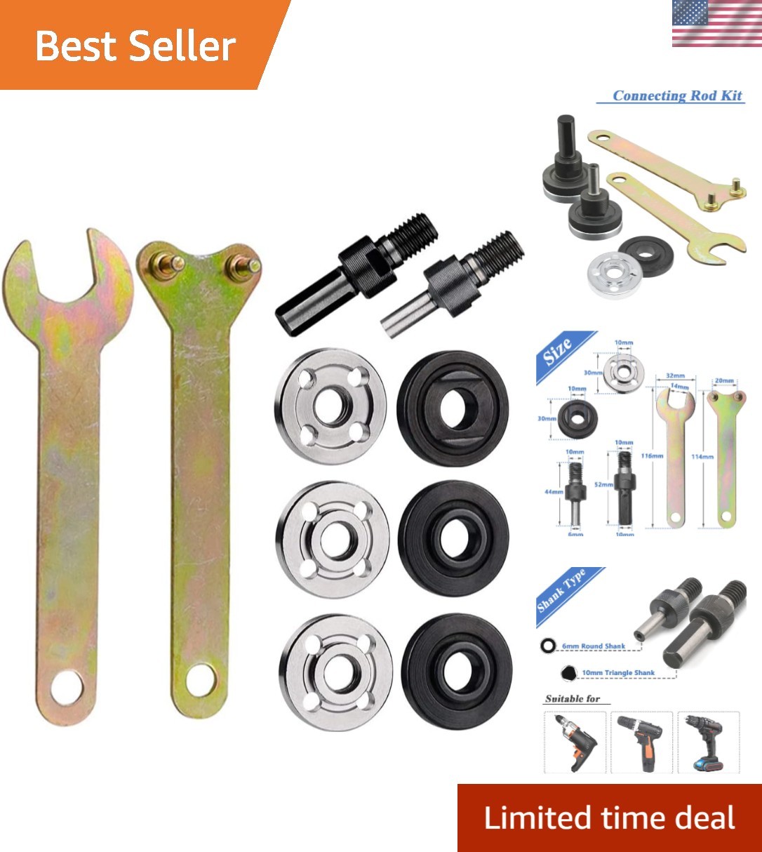 6 in 1 Electric Drill Conversion Angle Grinder Adapter Connecting Rod Kit, 6m...