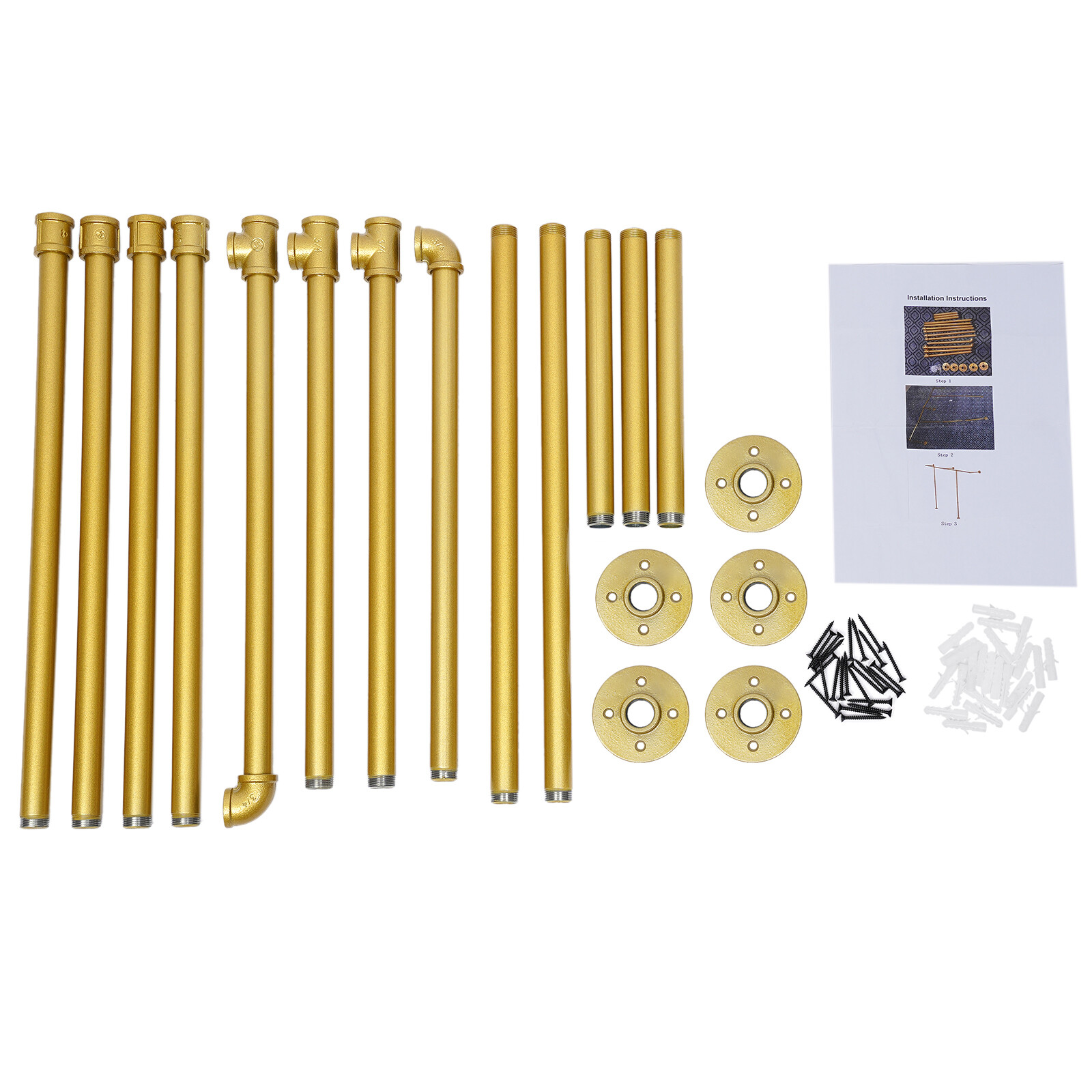 Industrial Pipe Clothing Rack Gold Wall Mounted Space Saving Clothes Rack