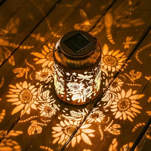 Sunflower Solar Lanterns Outdoor Waterproof, 1pack Warm Yellow-Sunflower