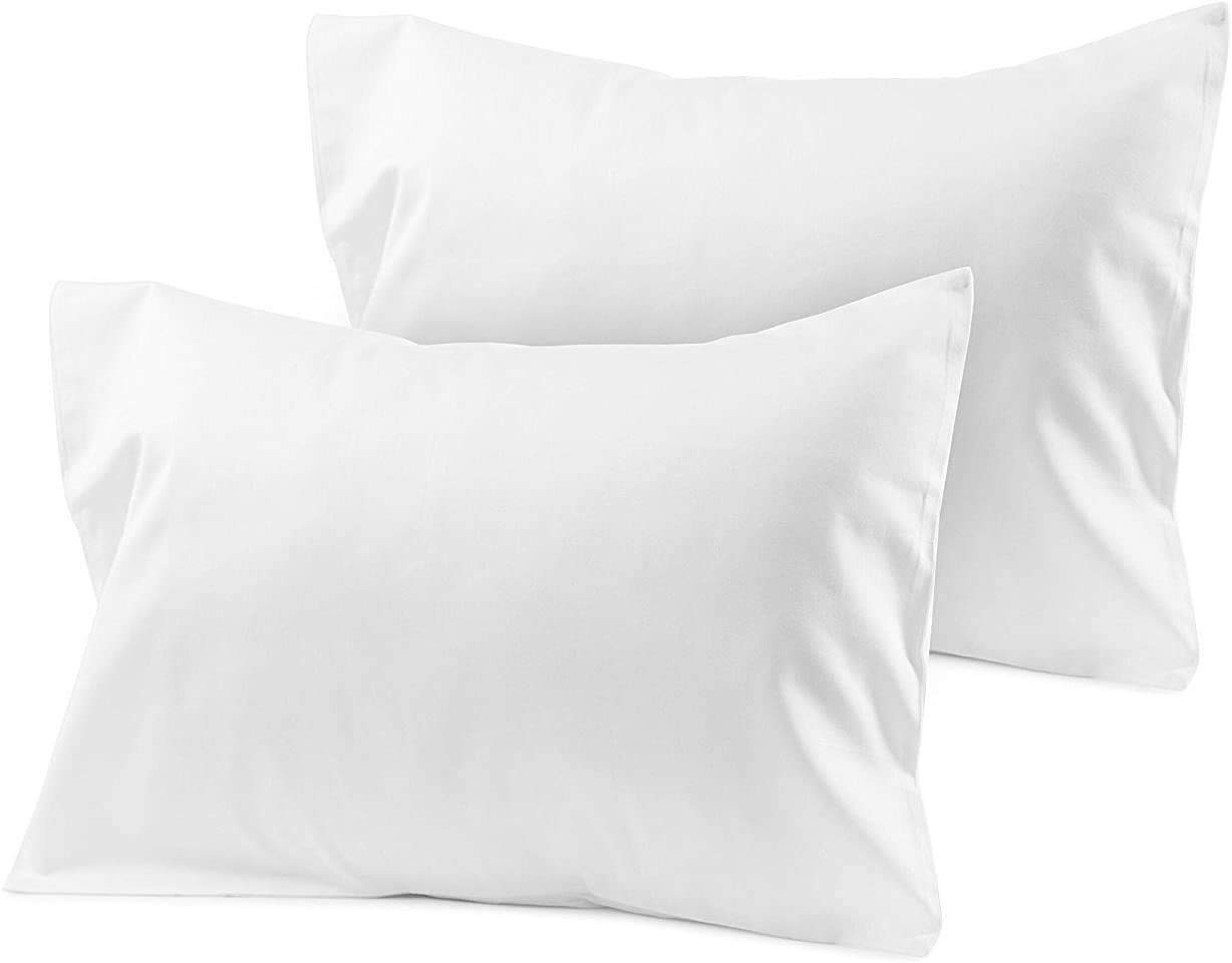 Toddler Pillowcases 14x20 (Set 2), 600TC 100% Cotton, Soft White, Zipper Closure