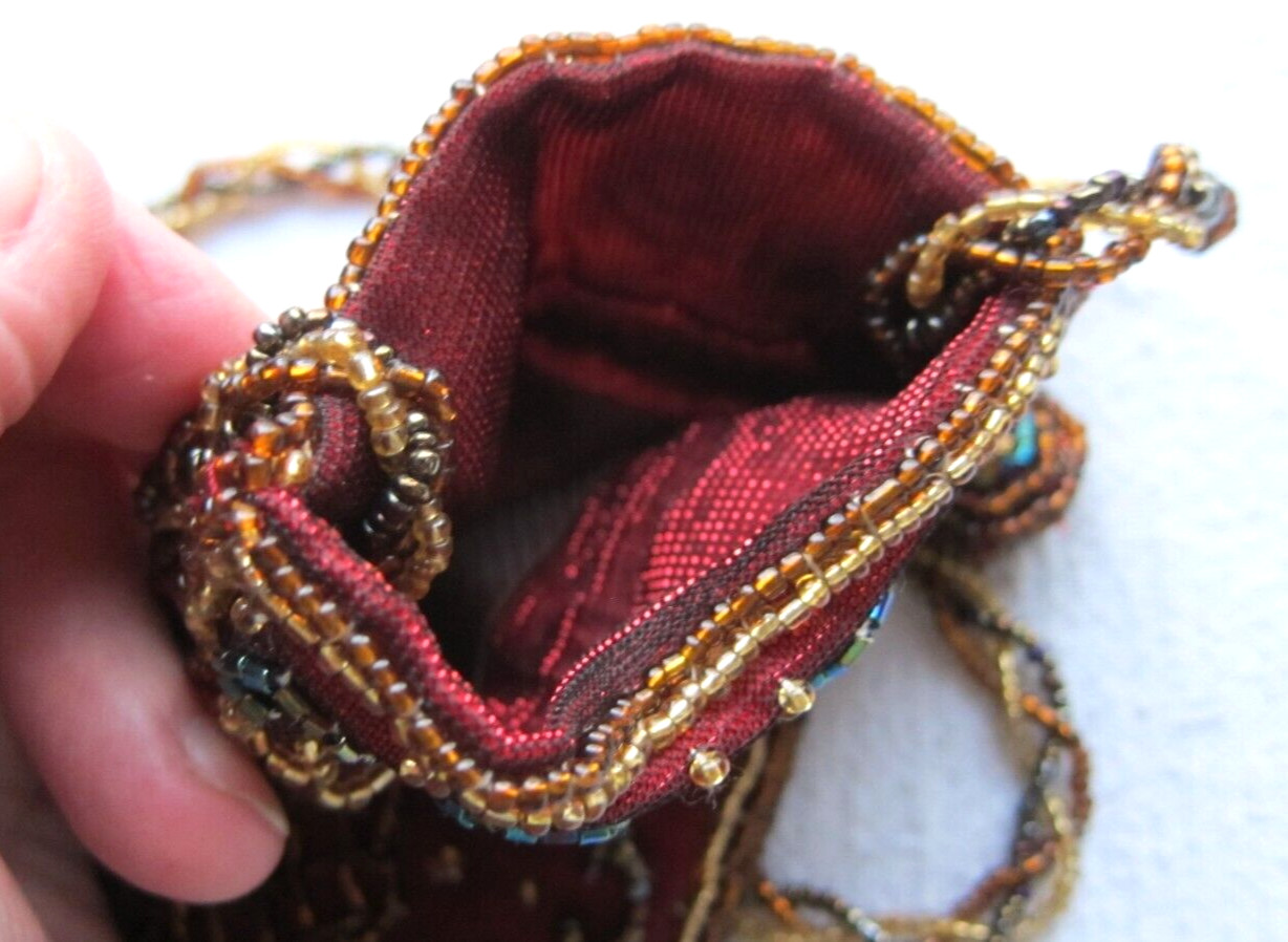 Used Small Beaded Purse Long Handle VGC