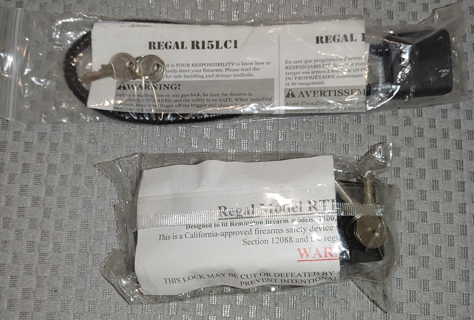 Regal R15LC1 Cable Gun Lock  & Regal Model RTL06 Gun/Rifle Lock Both New