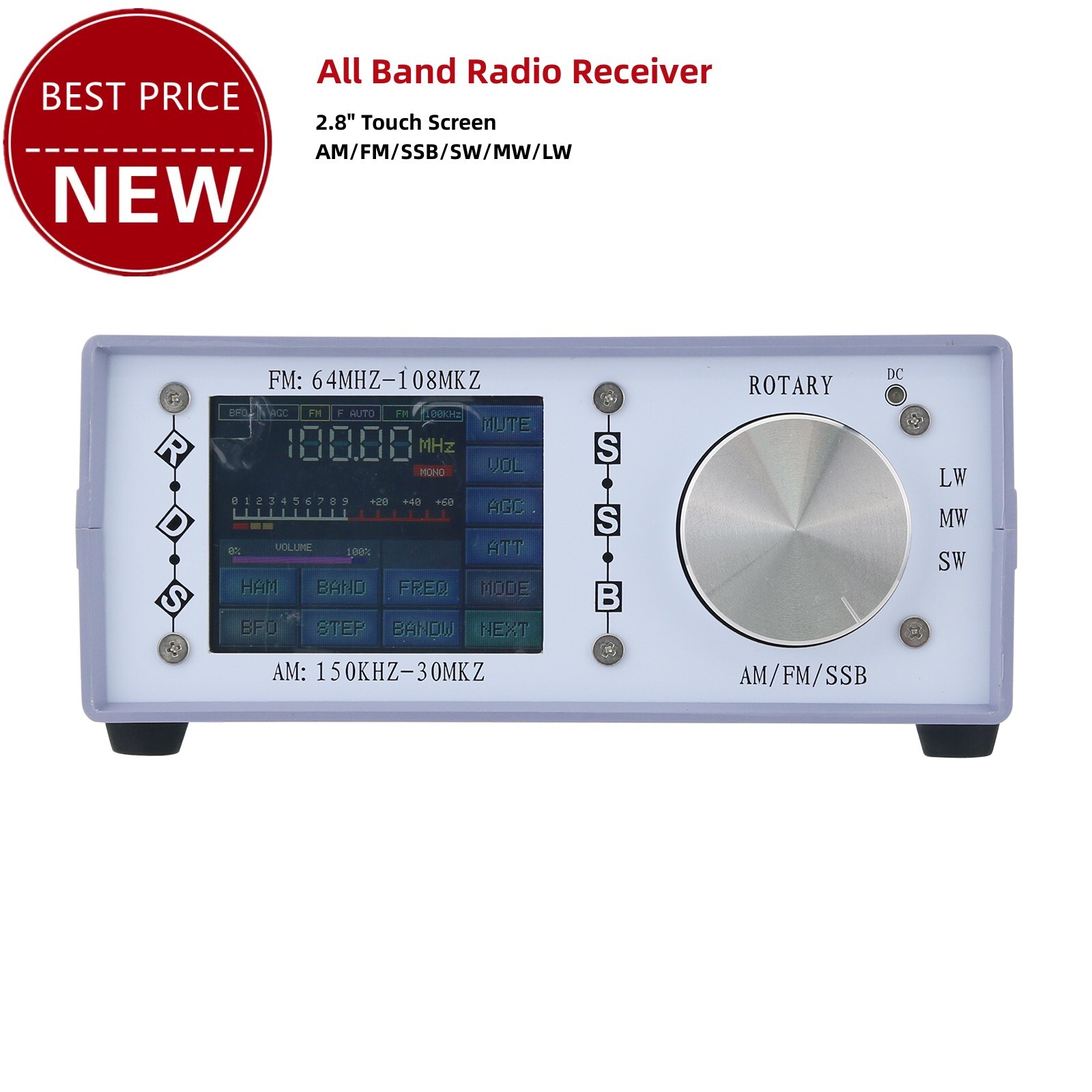 2.8" Touch HamGeek ATS25-Desk SI4732 All Band Radio Receiver AM/FM/SSB/SW/MW/LW